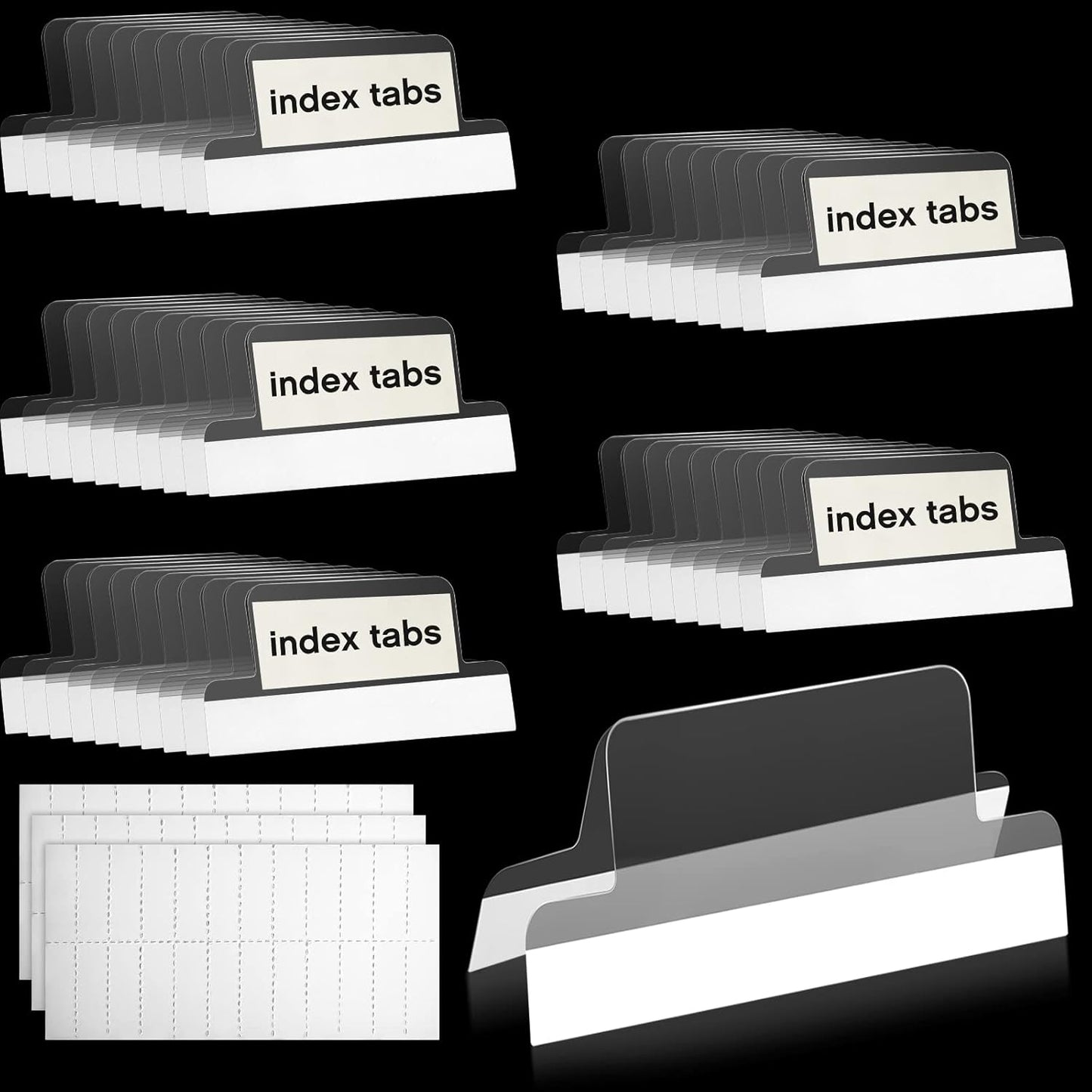 Insertable Self Adhesive Tabs with Printable Inserts, 1 Inch Clear Index Tabs Sticky Plastic Divider Planner on File Folder and Inserts for Book Page(50 Pieces)