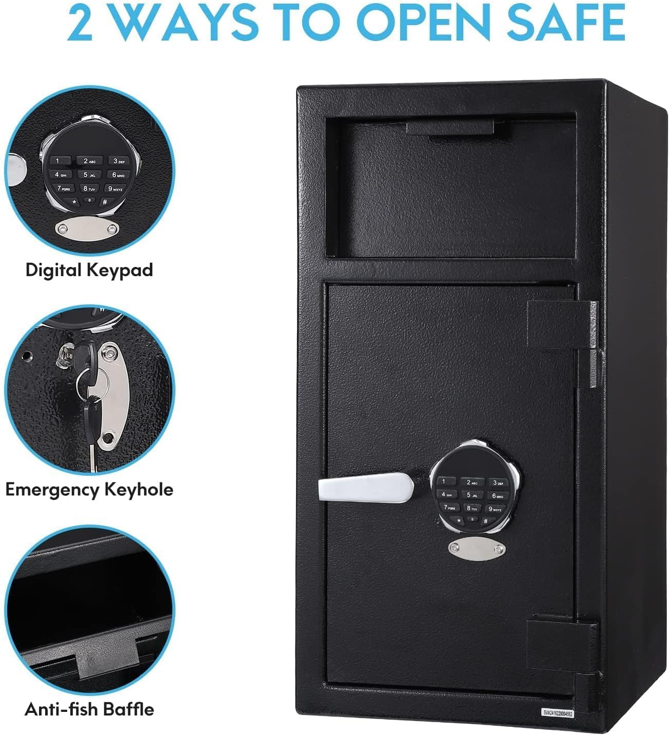 2.5 Cu.Ft Heavy Duty Drop Safe for Business with Digital Keypad, Money Depository Box with Drop Slot, 20"x15.7"x13.8", Office Security Chest for Cash and Mail