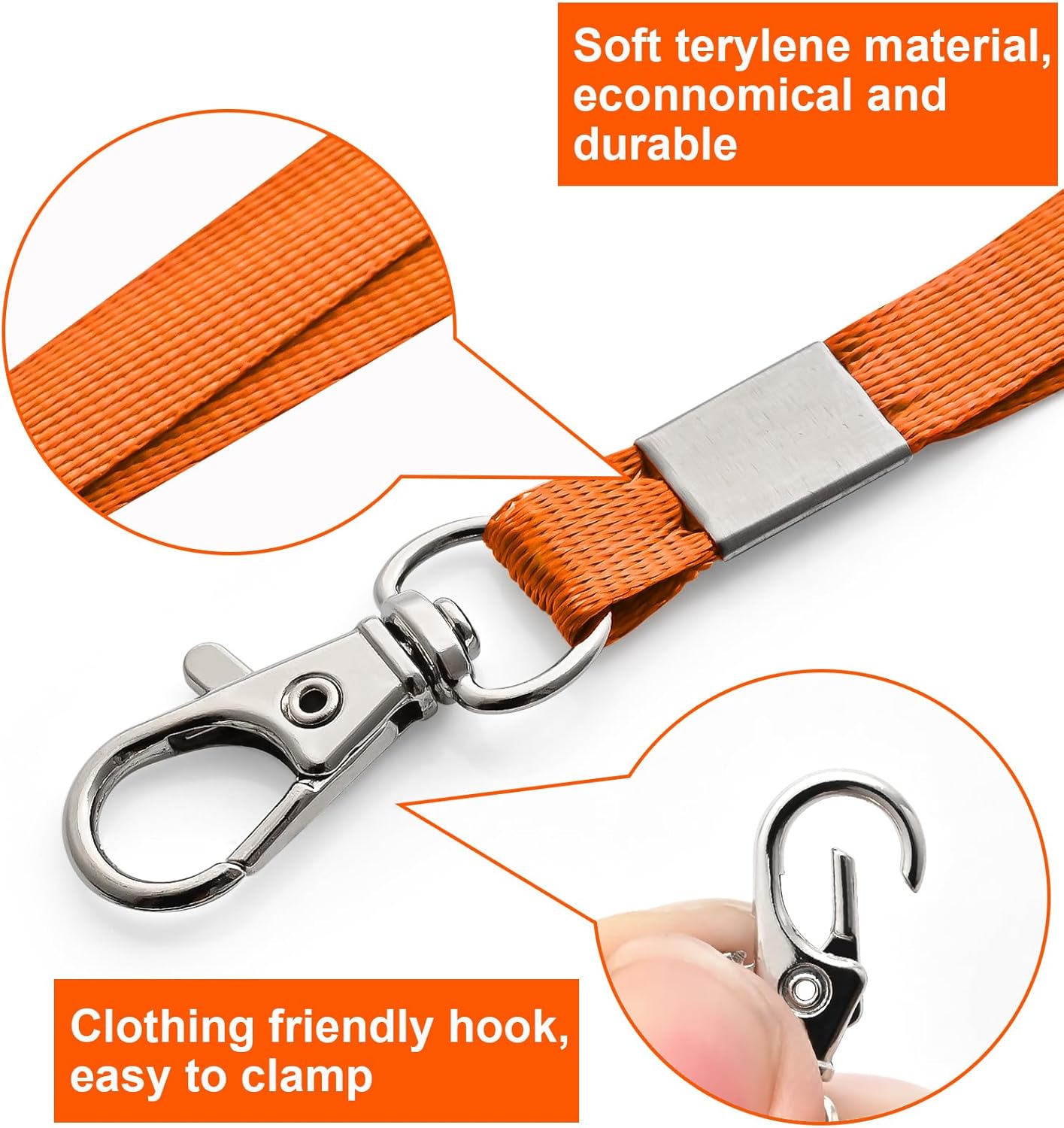 100 Pack Lanyards for ID Badges with Clear Name Tags, Reusable Lanyards Horizontal ID Card Badge Holders Plastic Name Badges for Men Women Kids Business School and Office Supplies (Orange)