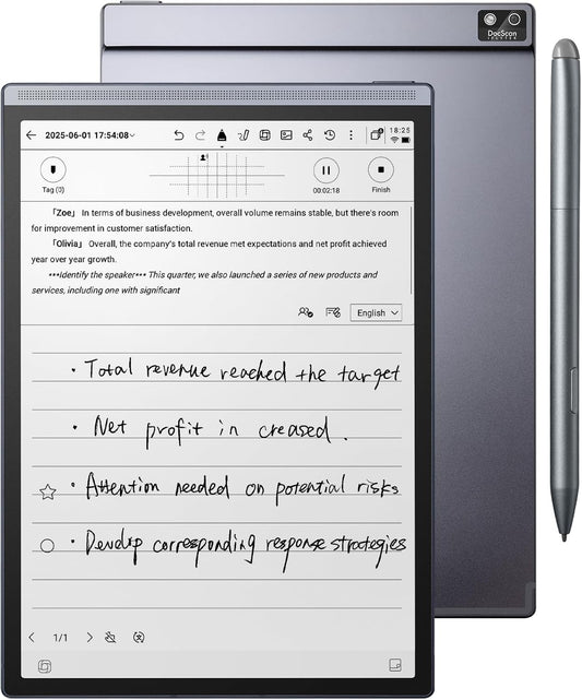AINOTE Air 2, 8.2" AI E Ink Tablet, Smart Paper Note-Taking Tablet with Stylus & Adjustable Light, ChatGPT-Powered Multi-Language Transcription, Meeting Minutes Schedule Management