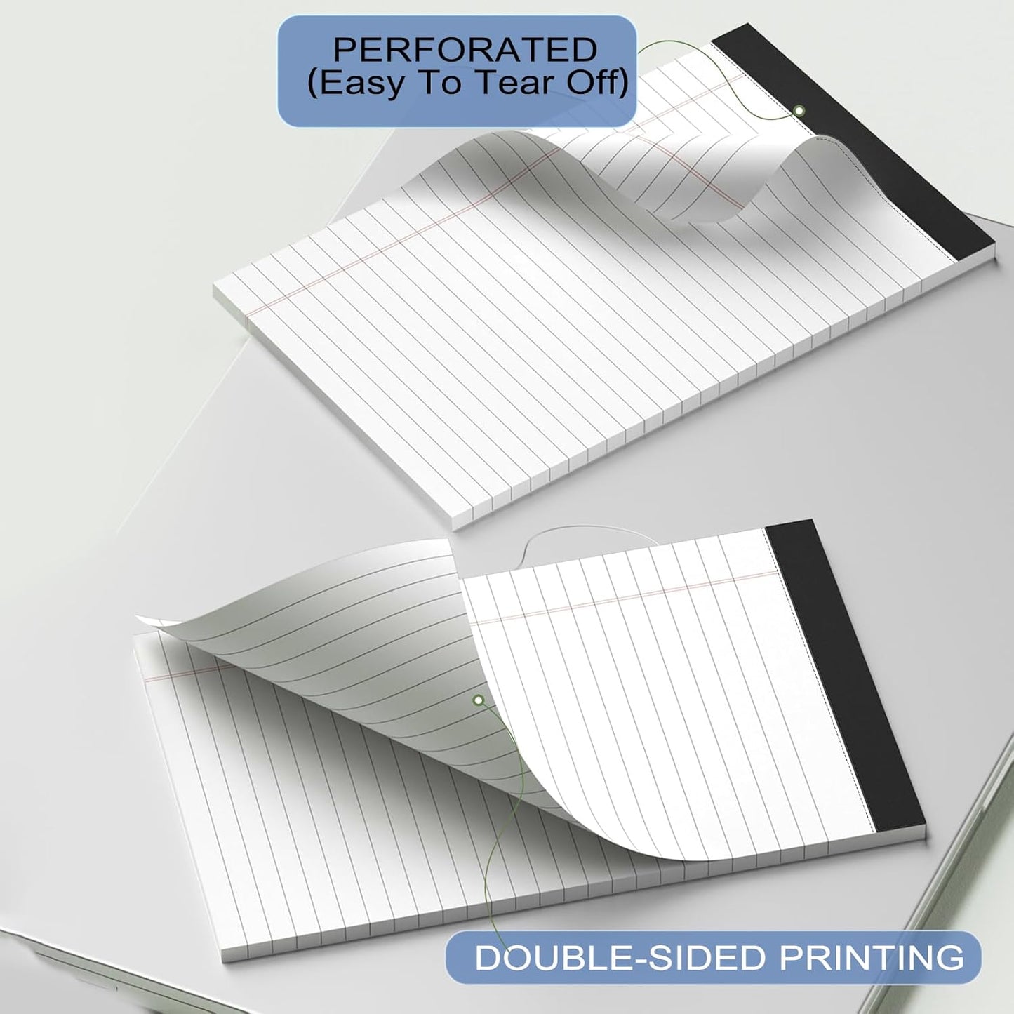 6pcs Small Note Pads, White Notepads 5x8 College Ruled Notebook, Writing Pads 5 x 8, Legal Pads, Memo Pad Paper Perforate Narrow Ruled Notebooks for Work, School, Office,30 Sheets/Pack