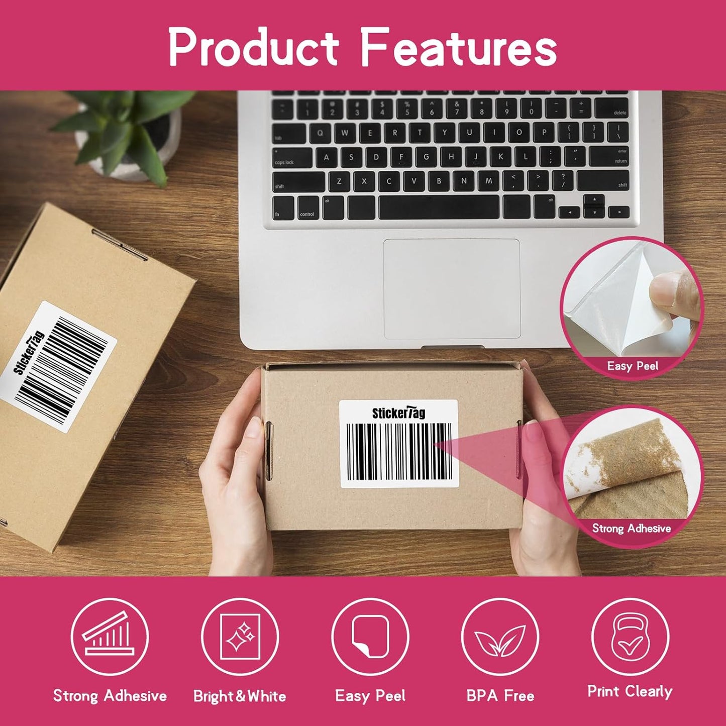 12 Rolls 4" x 3" Direct Thermal Labels, Shipping Labels Compatible with Zebra & Rollo Label Printers for Mailing Postage Address Barcode (500 Labels/Roll)