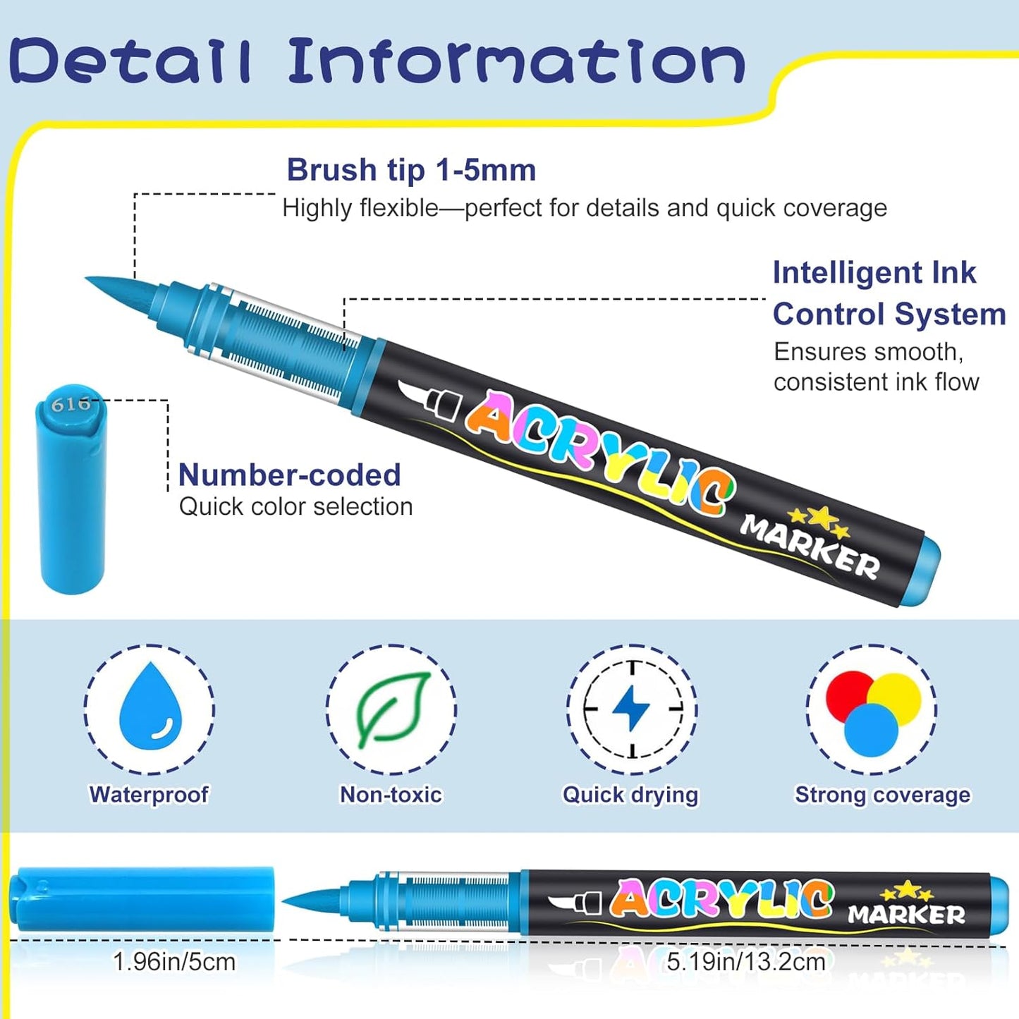240 Colors Acrylic Paint Pens Markers, No-Bleed Brush Tip Acrylic Markers with Automatic Ink Control System, for Stone, Wood, Canvas, Ceramic, Glass, Metal, Rock Painting, DIY Crafts Art Supplies Kit