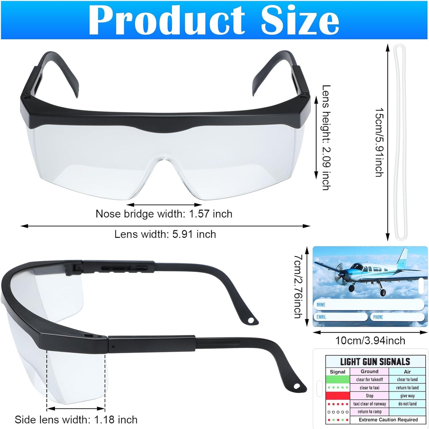 Aviation Flight Training Glasses Adjustable View Limiting Goggles Device with Glasses Box and Tag(Clear)