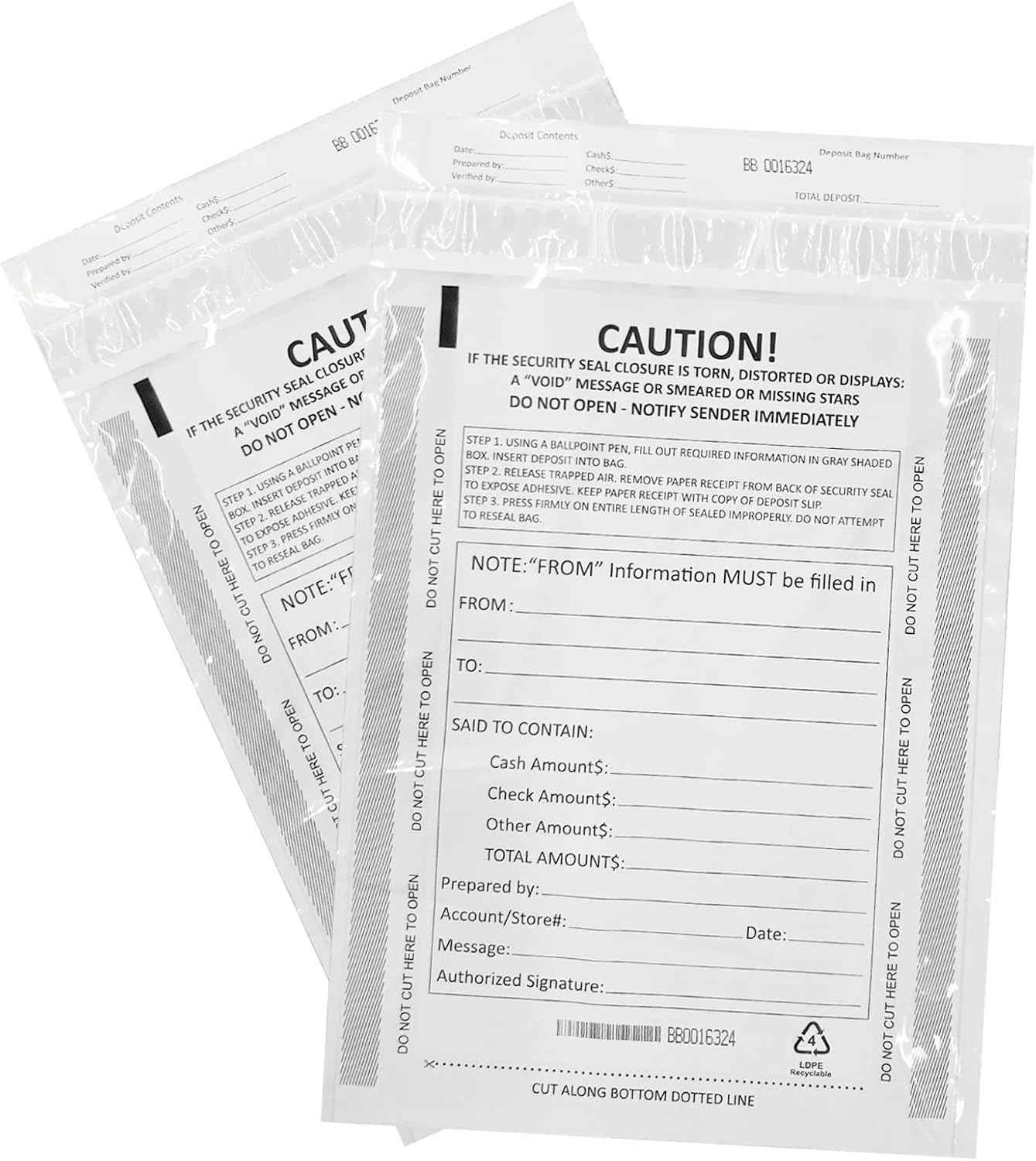 10 x 13 Inch Deposit Bags Security Pocket Bank Deposit Envelopes (White, 100 Pack)