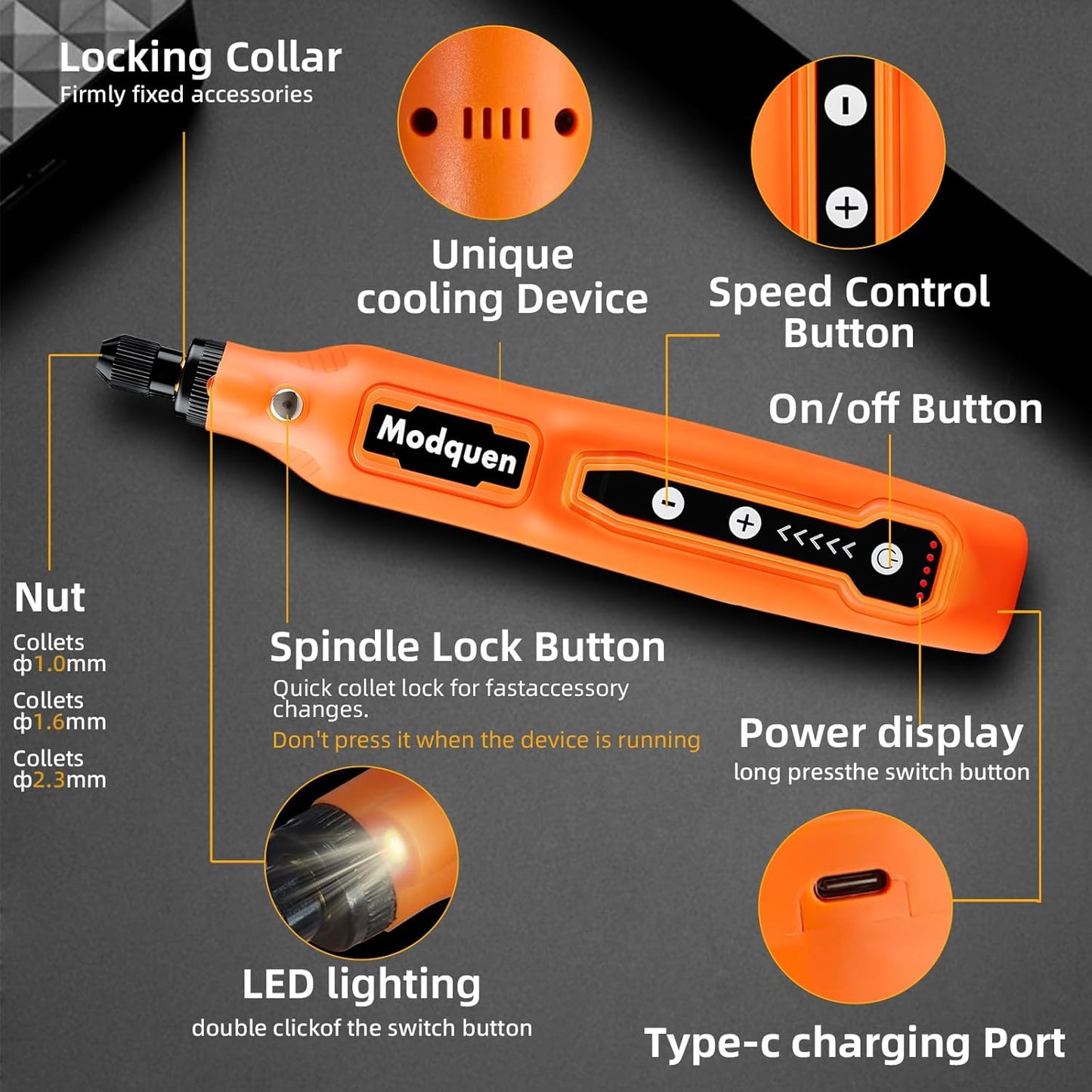4V Mini Cordless Rotary Tool Kit with 5-Speed Control, USB Charging & LED Light,Includes 78 Accessories for Grinding, Engraving, Drilling, Polishing,Cutting and DIY Crafts