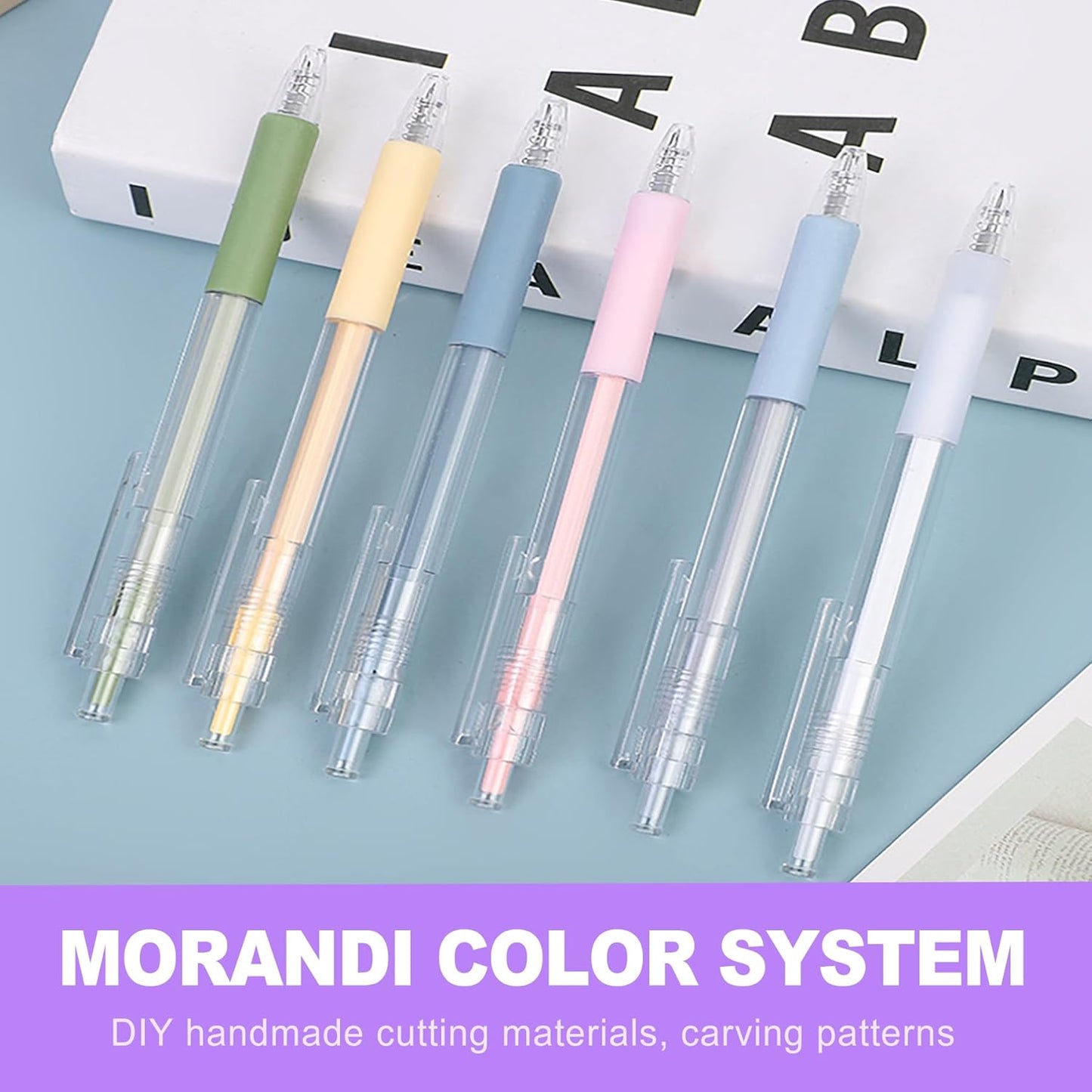 6 Pack Retractable Craft Knife Pen Set in 6 Colors, Precision Paper Cutter for DIY Projects, Art, Scrapbooking, Detail Hobby Blade for Stickers