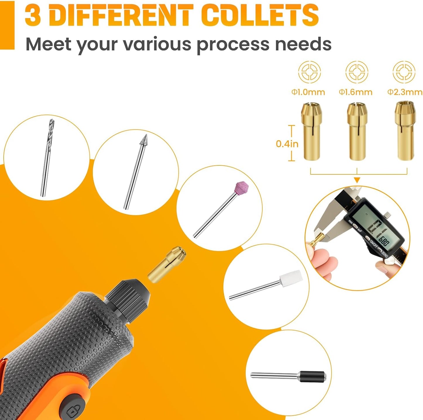 HARDELL 69 Pcs Rotary Tool Accessories Kit with 1.0/1.6/2.3mm Chucks for Small DIY Projects, Resin Cutting, Sanding, Grinding, Engraving, Polishing, Drilling