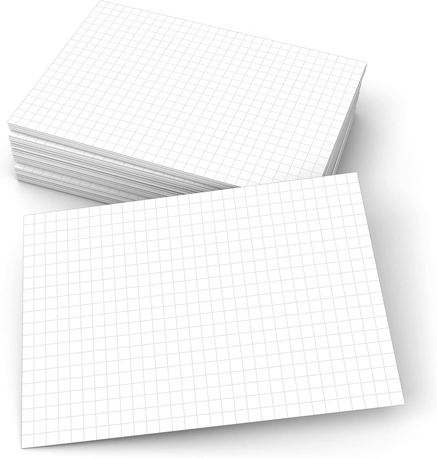 321Done Graph Ruled Index Cards (Set of 50) 4" x 6", Grid 0.20" Double-Sided, Thick Cardstock, Made in The USA, White