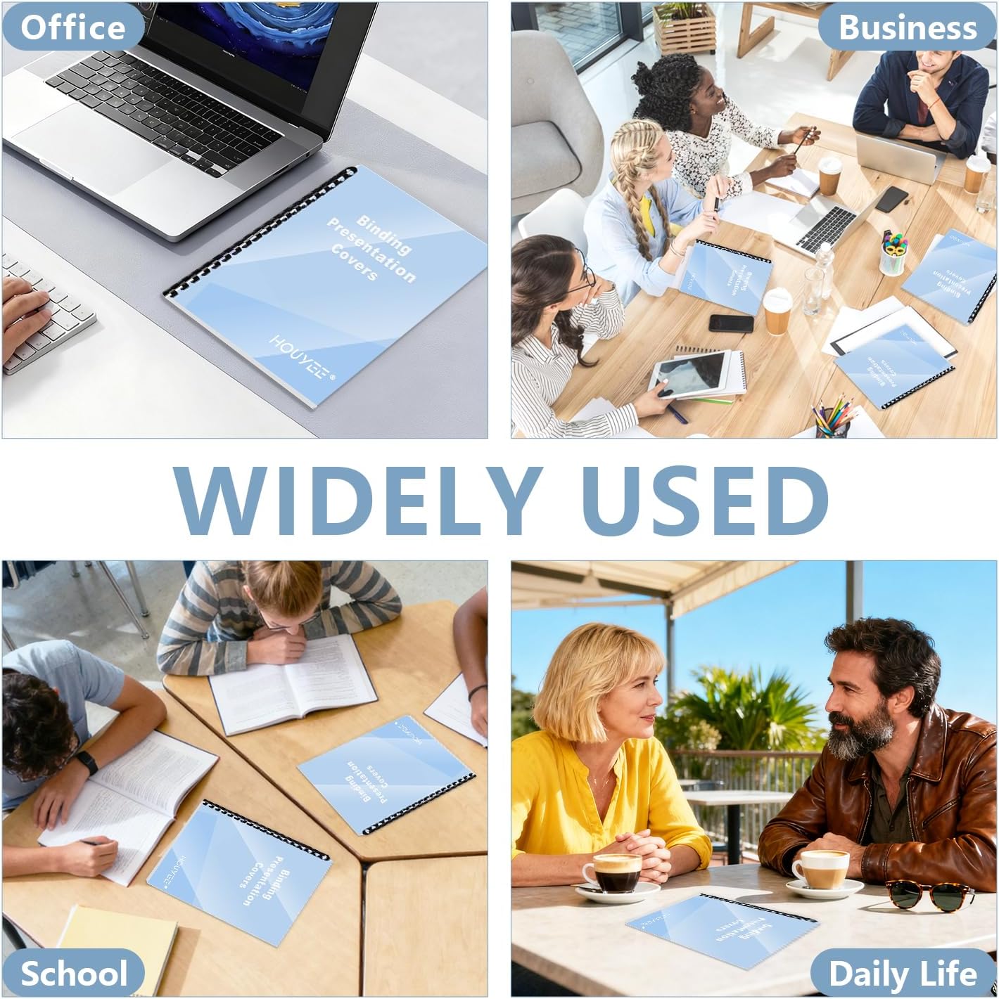 HOUYEE 100 Pack 5 Mil PVC Binding Presentation Covers,Clear Report Covers, Letter Size, 8.5x11 Inches