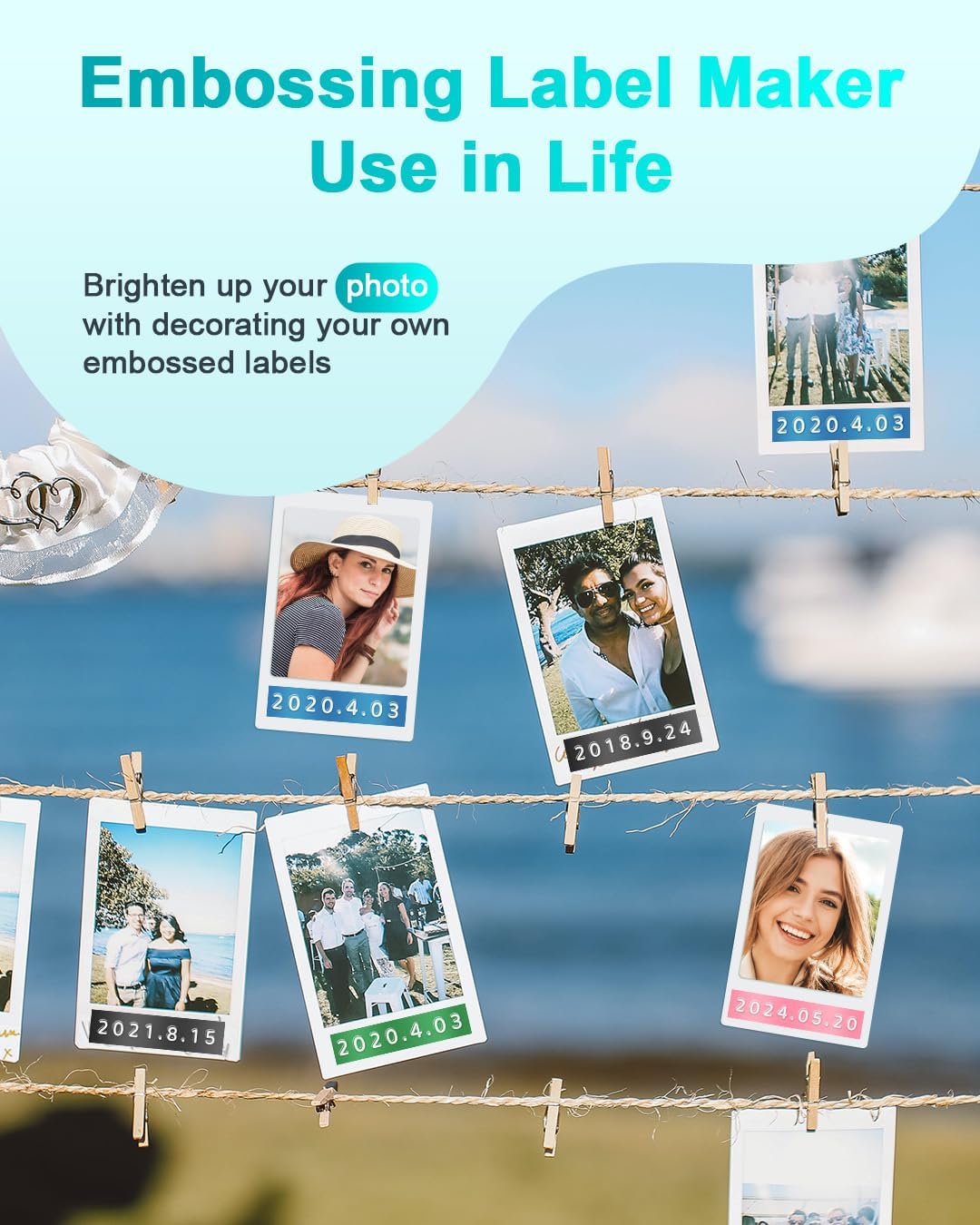 Phomemo Embossing Label Maker Machine with 6 Rolls Embossed Label, 3D Vintage Label Makers, Retro Embosser Labeling, Old School Emboss Labeler Ideal for Home, Kitchen, Office & DIY Crafts (Green)