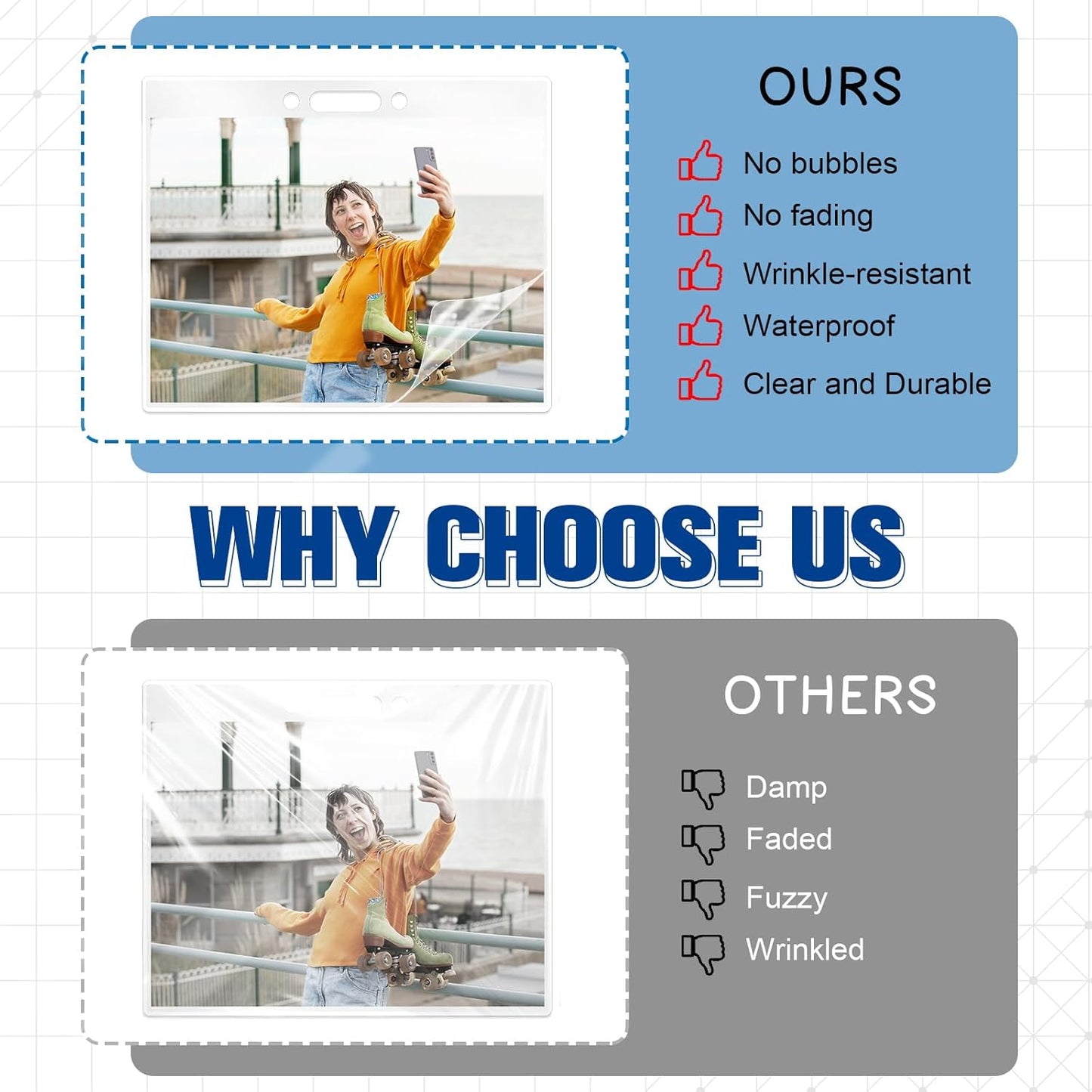 200 Pack 5mil 2.94“x4.13" Thermal Laminating Pouches Badge Laminate Pouches Clear Laminated Luggage Tags Printable Laminator Pouches for Business Permits Cards (200, 2.94"x4.13"-5mil-with Holes)