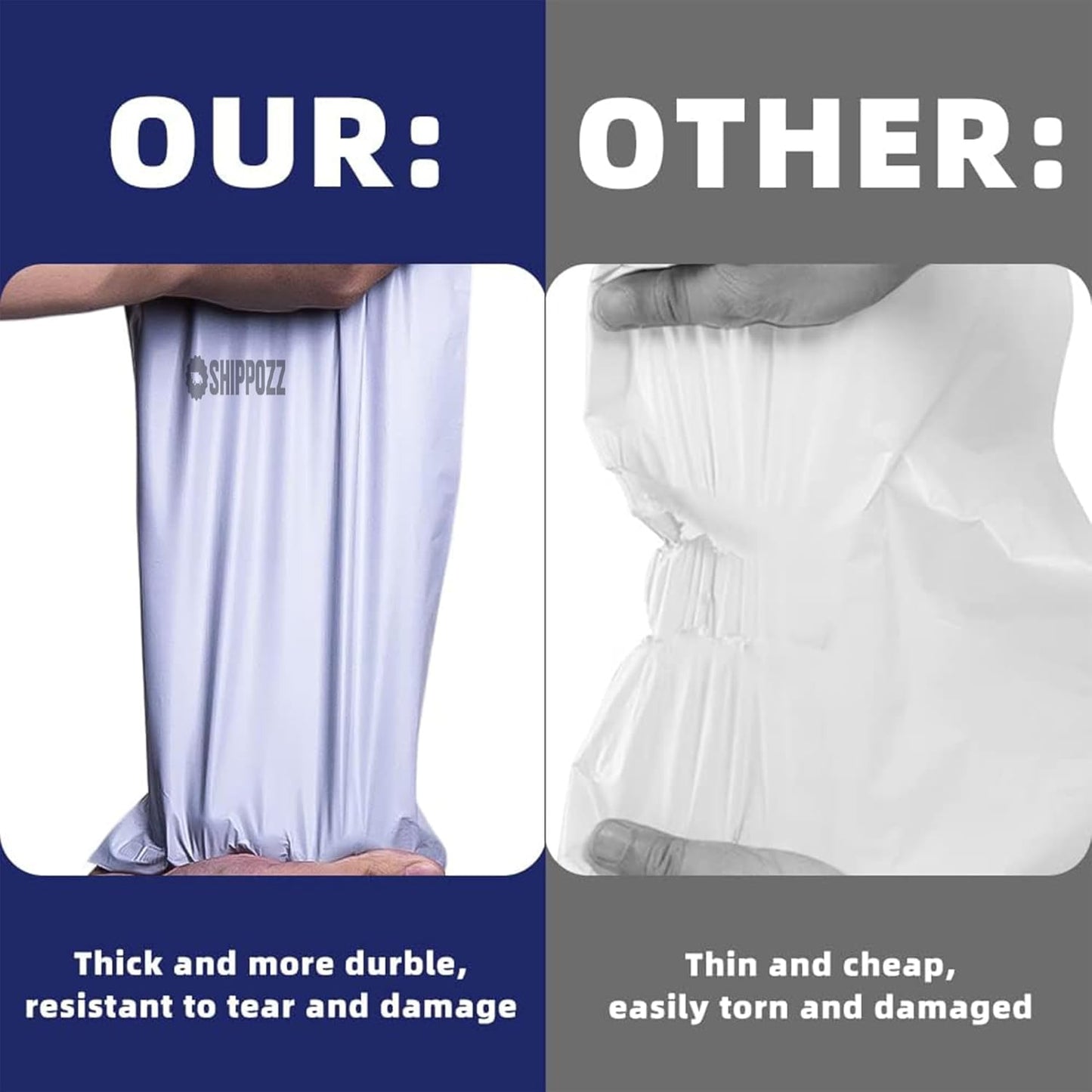 9 x 12 200pcs Shippozz Poly Mailers – Durable Shipping Envelopes with Strong Adhesive Seal, Waterproof and Tear-Resistant Design – Ideal for Clothing, Books, and Accessories