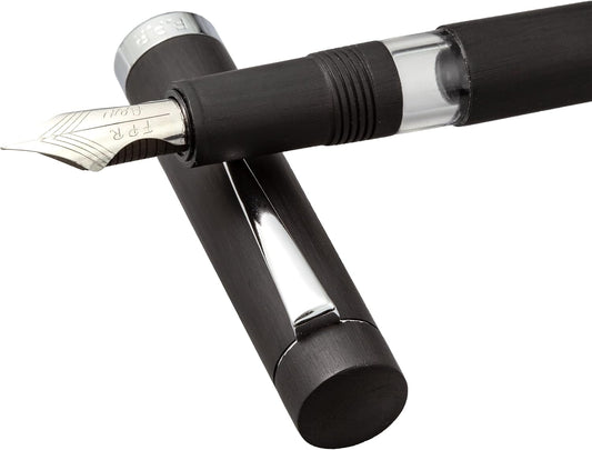 Jaipur V2 Piston Filled Refillable Fountain Pen - Black Ultra Flex Cursive Pen w/Stainless Steel Nib - Luxury Pens w/Acrylic Body & Ebonite Feed - Fountain Pens for Journaling & Calligraphy