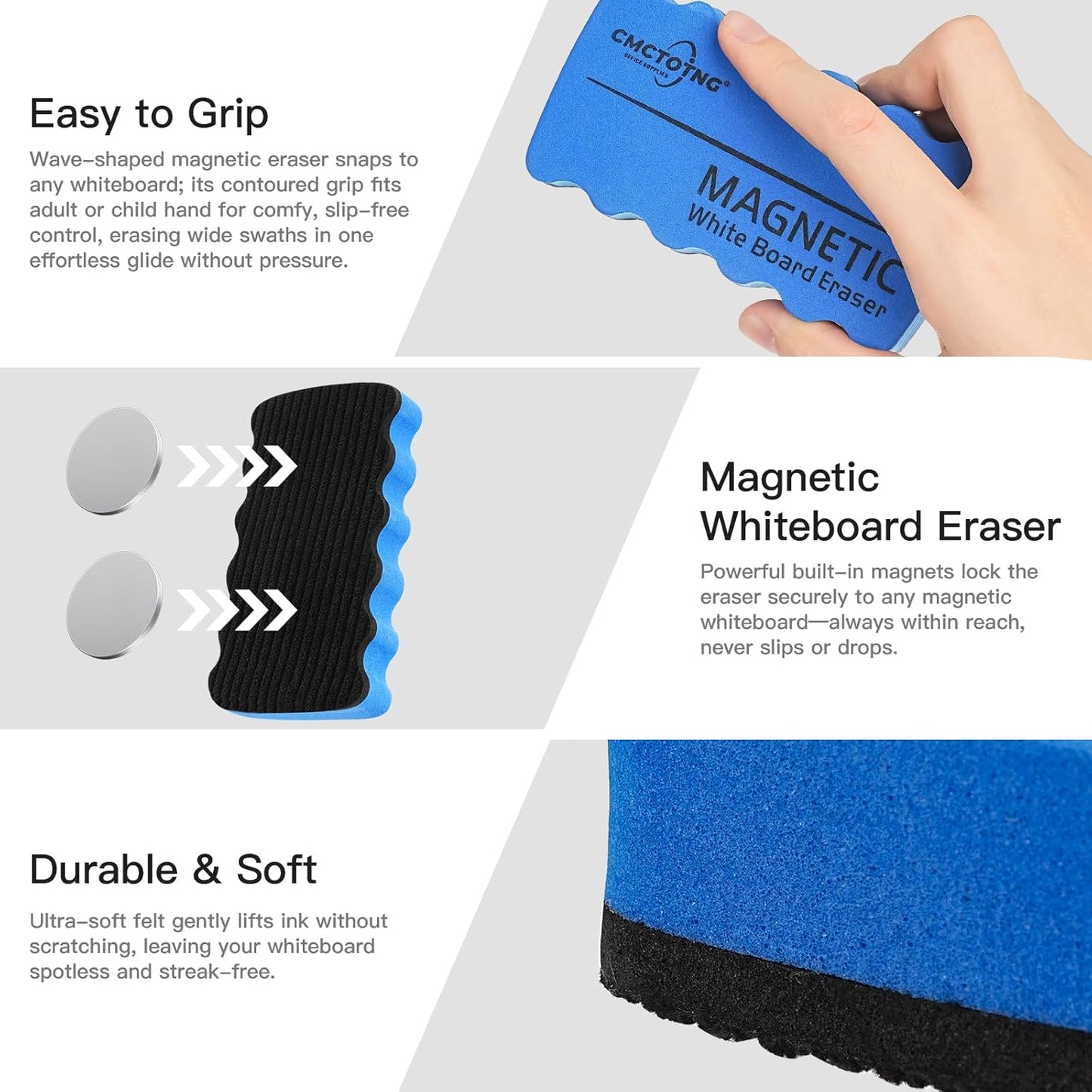 8-Pack Magnetic Dry Erase Eraser, White Board Eraser Set, Whiteboard Erasers Chalkboard Cleaner Wiper for for Classroom, Teachers, Home and Office