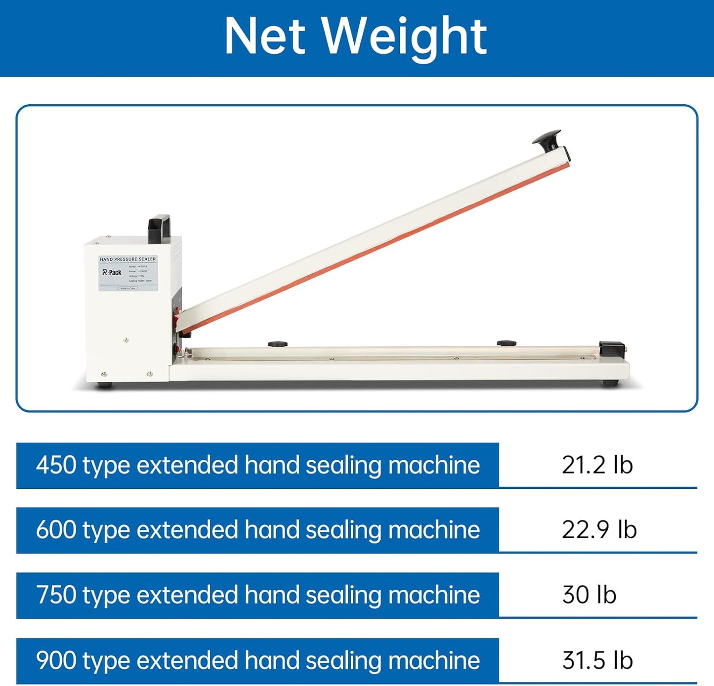 Impulse Heat Sealer with Seal bar, Heavy-Duty Bag Sealing & Cutting Machine, 8mm Sealing Width, 1 Extra Replacement (white, 24 inch)