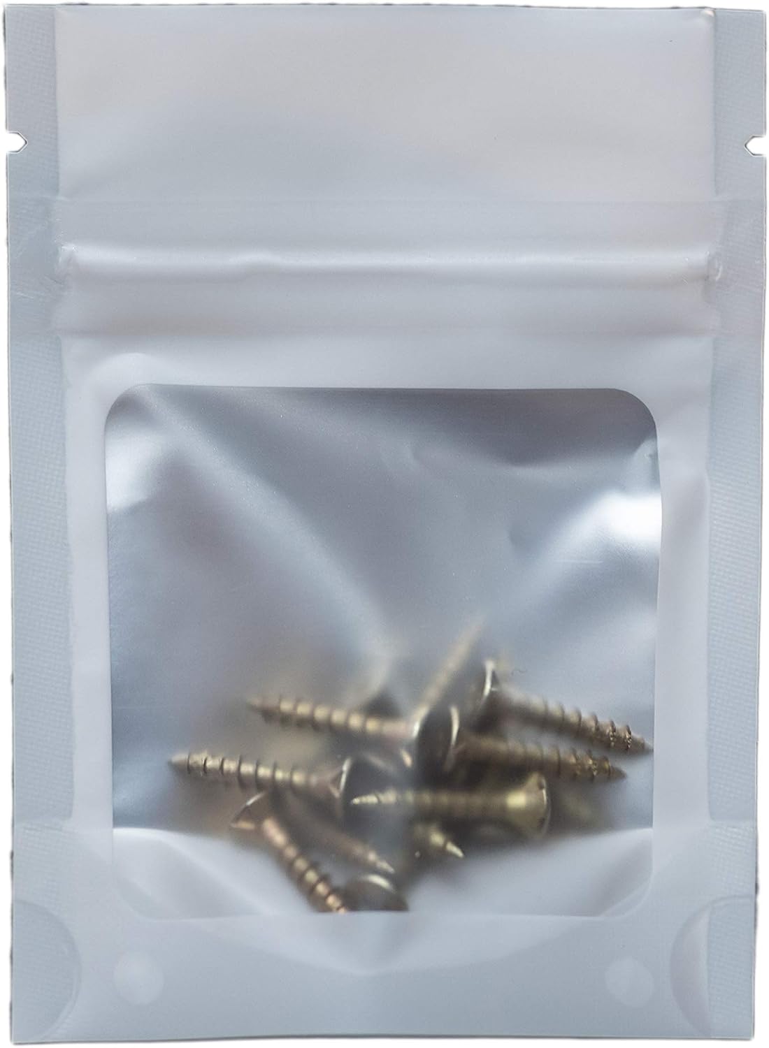 HANSER | Smell Proof Odorless Mylar Resealable Foil Pouch Bags with clear Window | Stand up bottom | Airtight | matte white | 100 Pieces | 3x4 inches