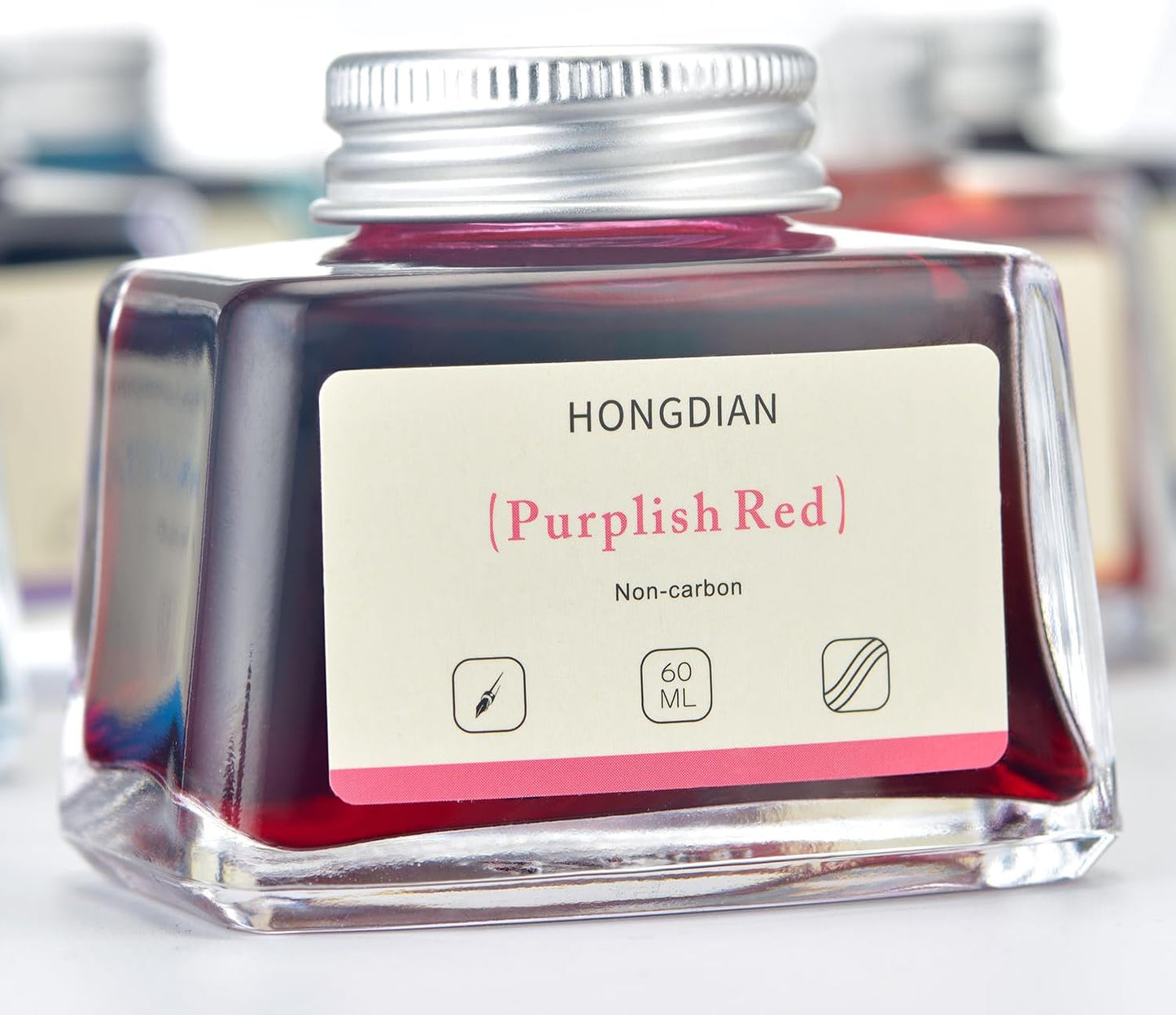 Hongdian Fountain Pen Bottled Ink Purplish Red Color, 60ml Non Carbon Inkwell Bottle, Artist Calligraphy Ink