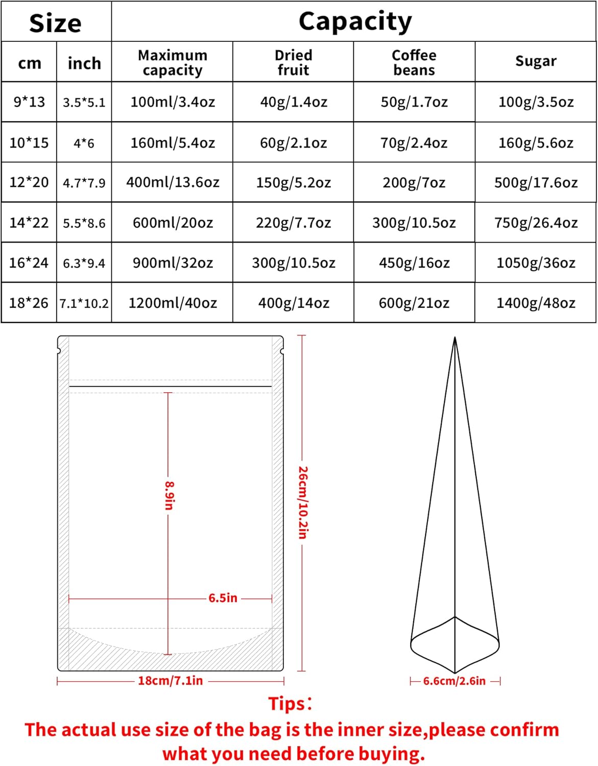 100 Pack Resealable Stand Up Bags,7.1" x 10.2" Smell Proof Pouch Sealable Foil Pouch Bags for Packaging (Black)