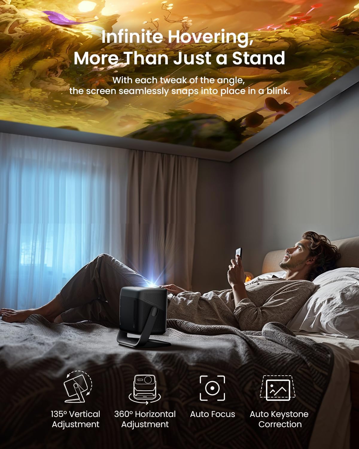 JMGO N1S Ultra 4K Triple Laser Projector with WiFi and Bluetooth, 2800 ISO Lumens, Google TV, 360° Sensorless Picture Correction, 300", HDR10, 20W Dolby Digital Plus, 3D-Active, Smart and Portable