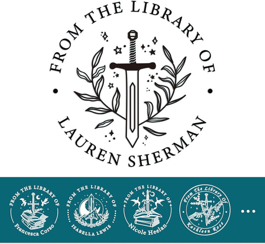 Book Embosser Personalized Sword Series – 20 Medieval-Inspired Designs, Custom Book Embosser for Fantasy Libraries & Roleplayers