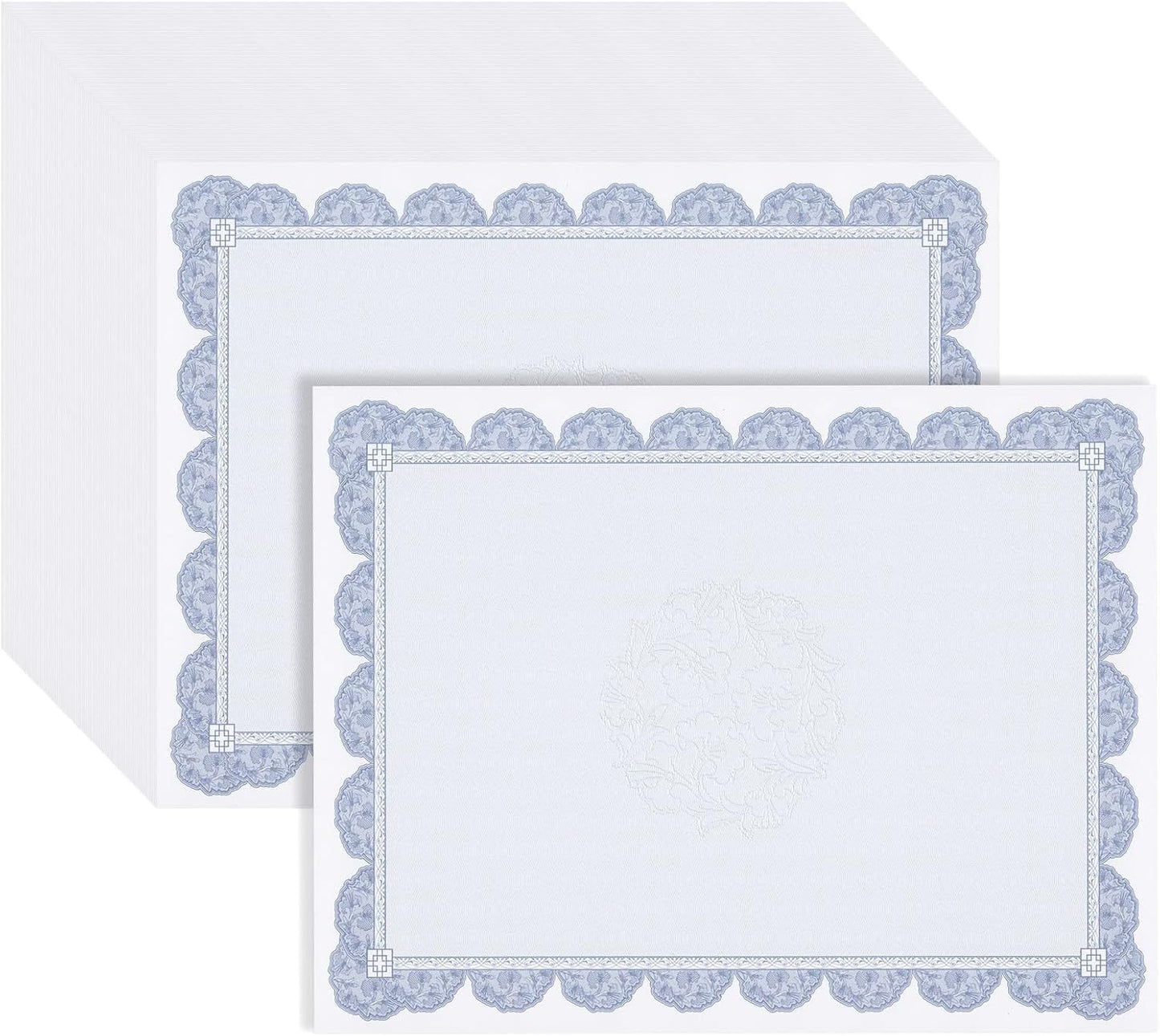 Best Paper Greetings Printable Certificate Paper - Letter Size (8.5" x 11"), Navy Blue Floral, 96 Blank Cardstock Sheets - Printable Cardstock with Border for Awards