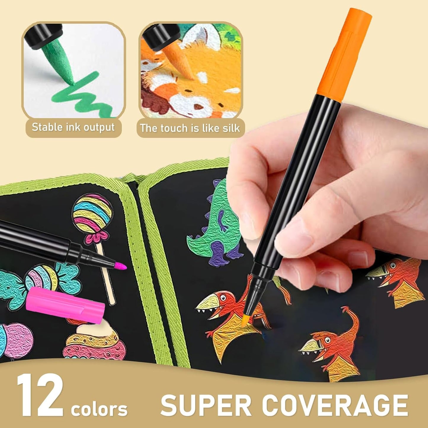 12-Color Markers for LED Note Board with Colors, Compatible with Reusable Doodle Book, Light-Up Acrylic Message Boards,and LED Writing Boards, Neon Markers Erasable Pens