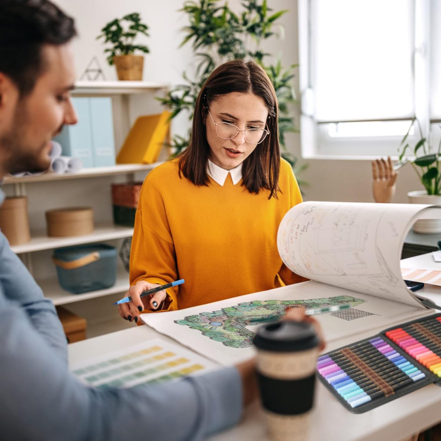 48 Color Duo Tip Pens Art Markers Set,96 Nibs Fine and Brush Tip for Adult Coloring Book Journaling Note Taking Lettering Calligraphy Drawing Pens Supplies