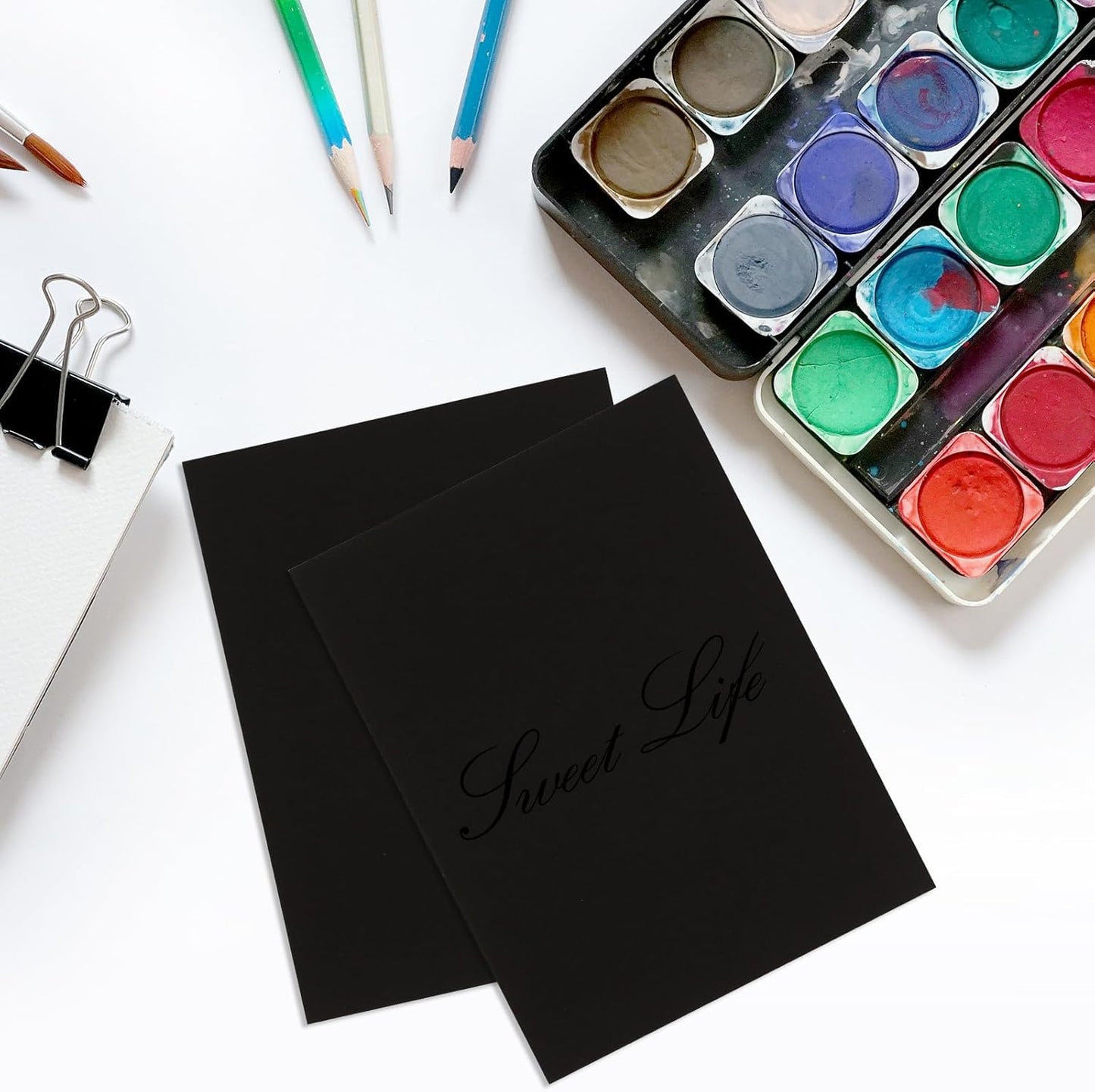 50 Sheets Black Cardstock Thick Paper 5 x 7, 250gsm/92lb Blank Heavy Cards Stock for Invitations, Printing, Postcards, Thankyou Cards, Index Cards, DIY Cards (Black, 5 x 7 inch)