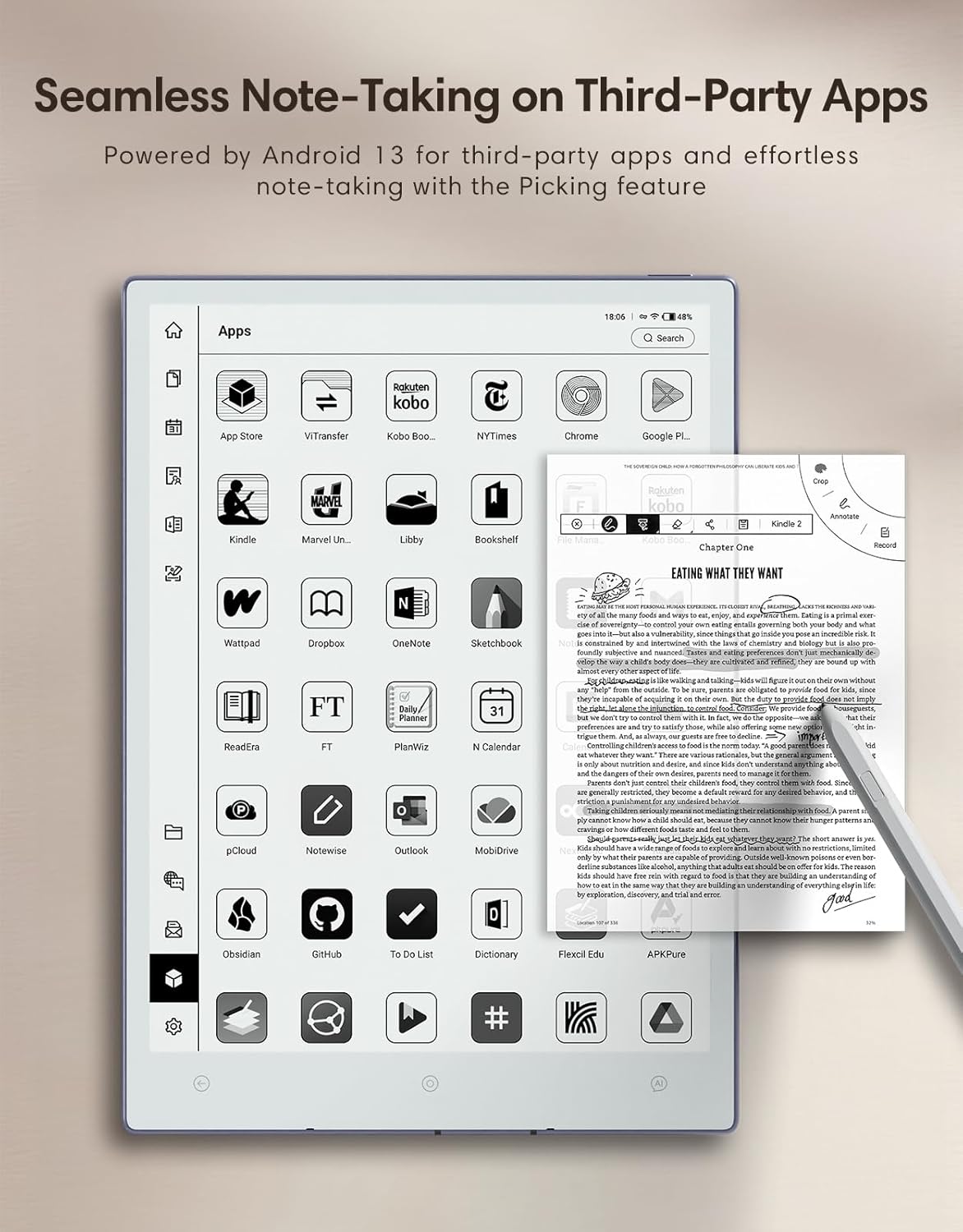 AiPaper Carta 1300 AI E Ink Tablet, 10.65'' 300PPI Electronic Notebook with Pen, Ultra-Thin 4.5mm, Lightweight 370g, 128GB Note-Taking Device