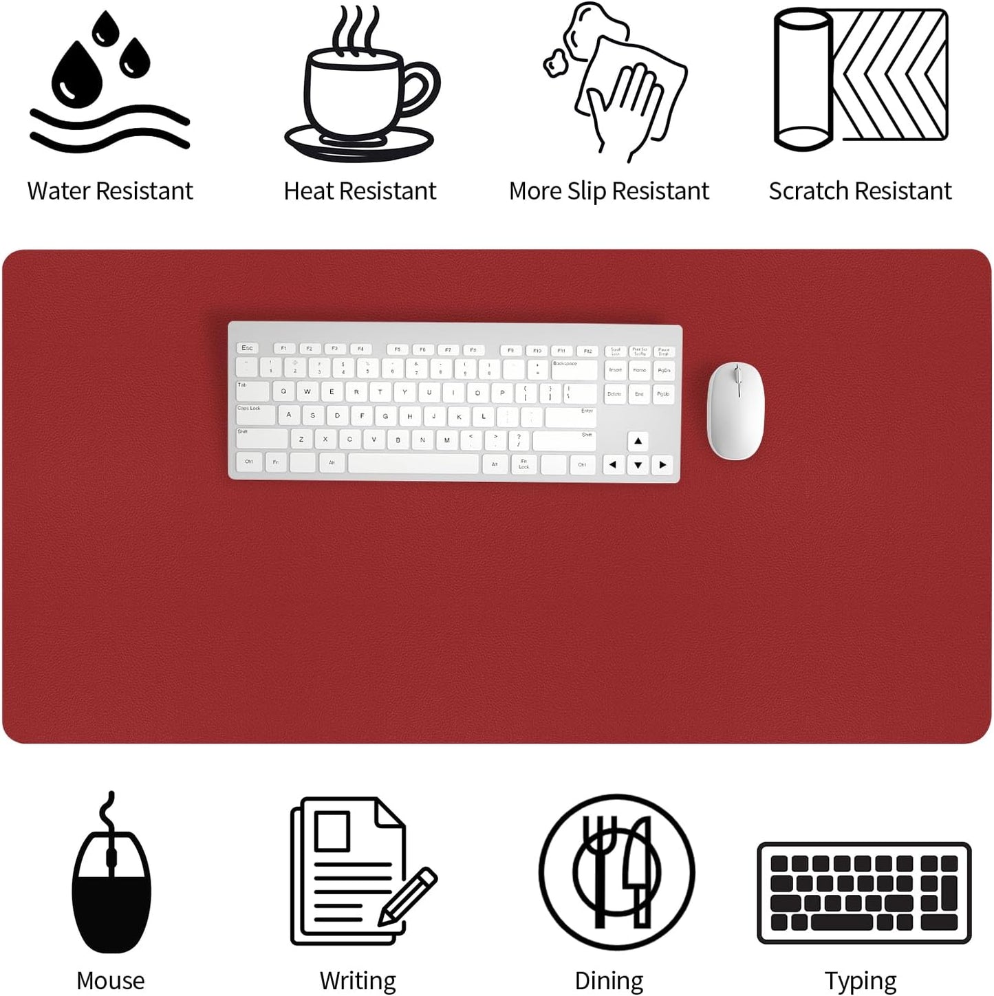 Bloss Red Desk Mat, Leather Desk Matt for Desktop, Waterproof Large Desk Pad, Keyboard Mat, Computer Mat for Office/Home/Decor(31.5 x 15.7 Inches)