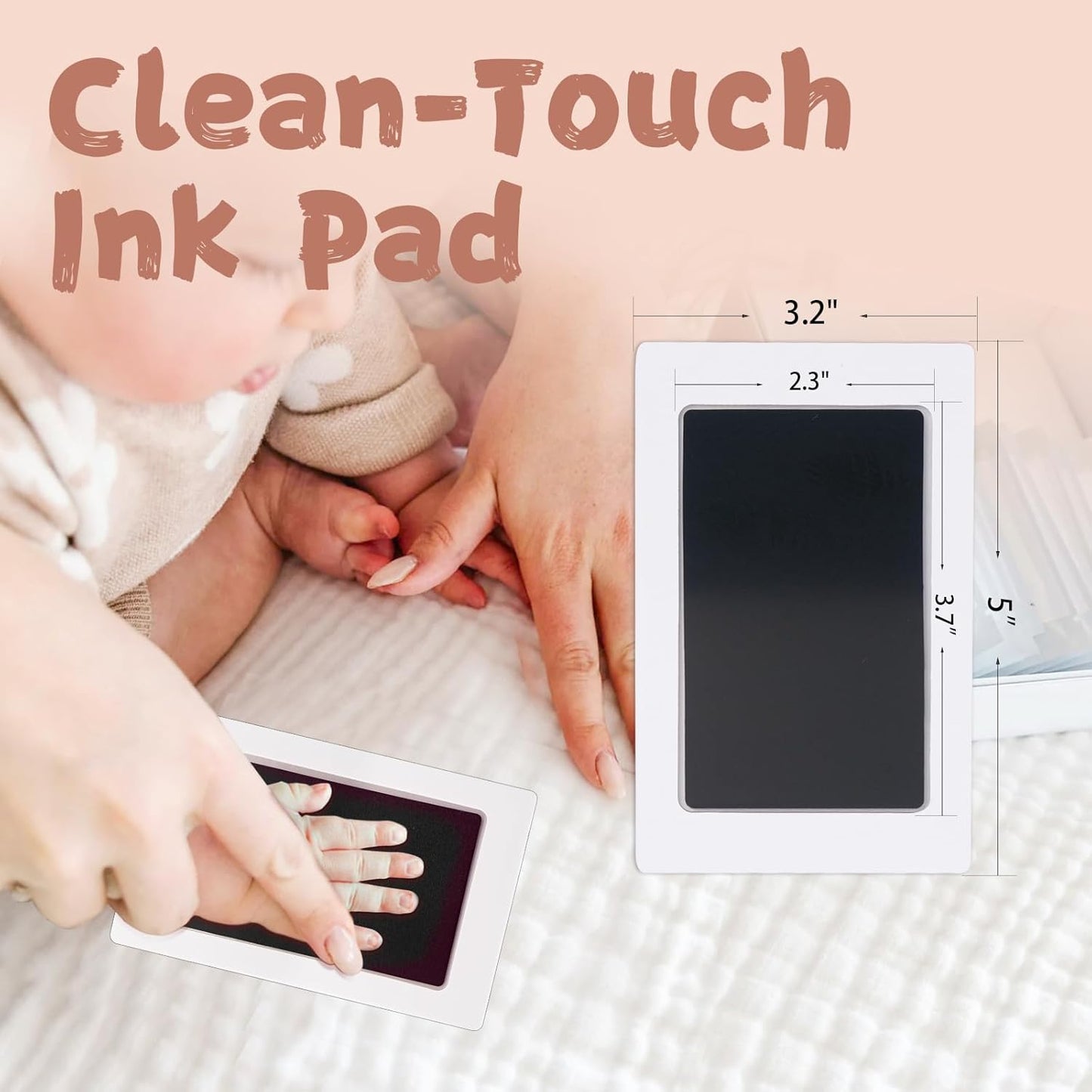 Inkless Baby Hand and Footprint Kit,Clean-Touch Ink Pad Kit,Safe No Mess Printing Infant Hand Foot Stamp,2 Pack Newborn Inkless Print Pads Best Keepsake or Gifts for Family