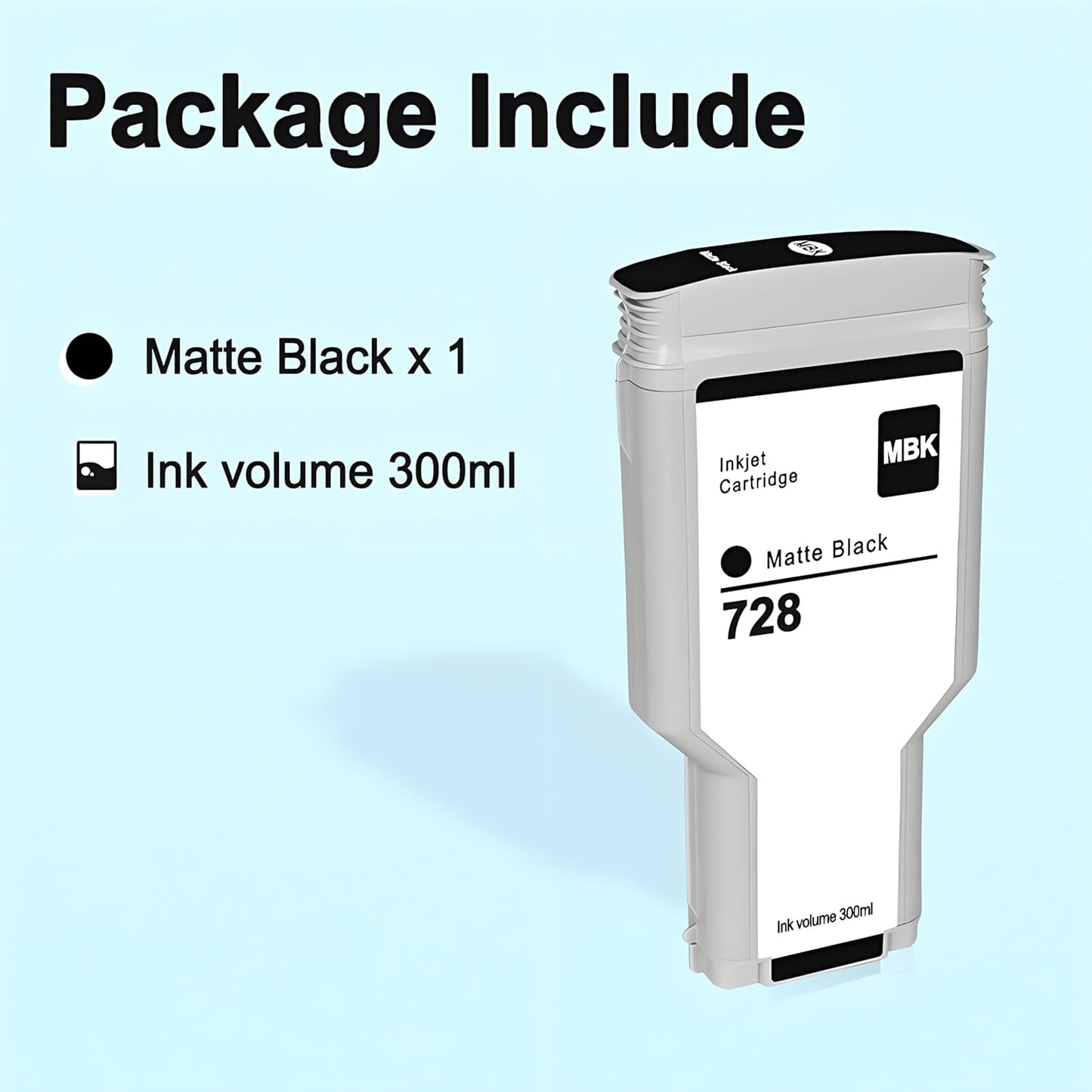 HP 728 Ink Cartridge 300ml (F9J68A) 728 Compatible with DesignJet T730 T830 MFP Large Format Plotter Printers (1-Pack, Matte Black)