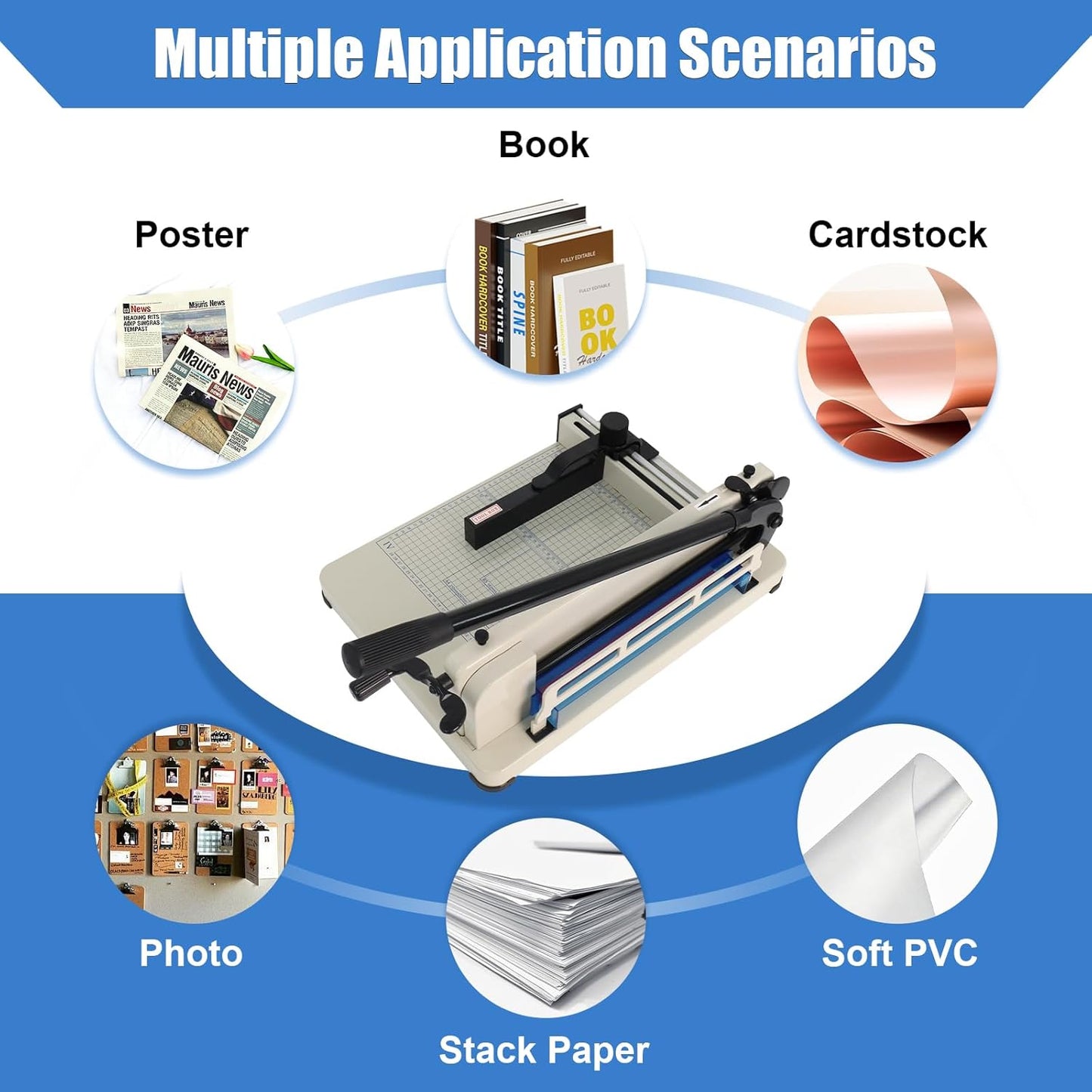 Heavy Duty Paper Cutter, 12 inch Guillotine Paper Cutter Industrial-Grade Steel Blade with Safety Lock, Guillotinas para Cortar Papel Paper Trimmer for Office, School, Crafting Cardstock
