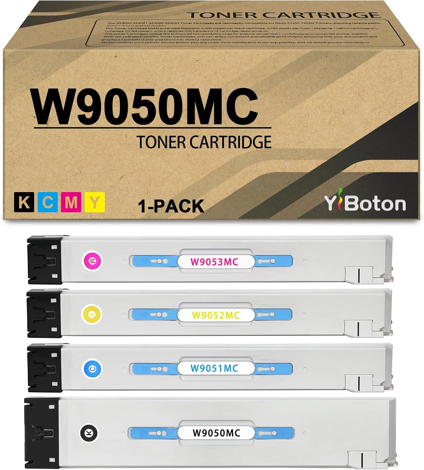 High Yield W9050MC Toner Cartridge Compatible W9050MC W9051MC W9052MC W9053MC Toner use for MFP E87640 E87650 E87660 Printer (4-Pack Black Cyan Magenta Yellow)