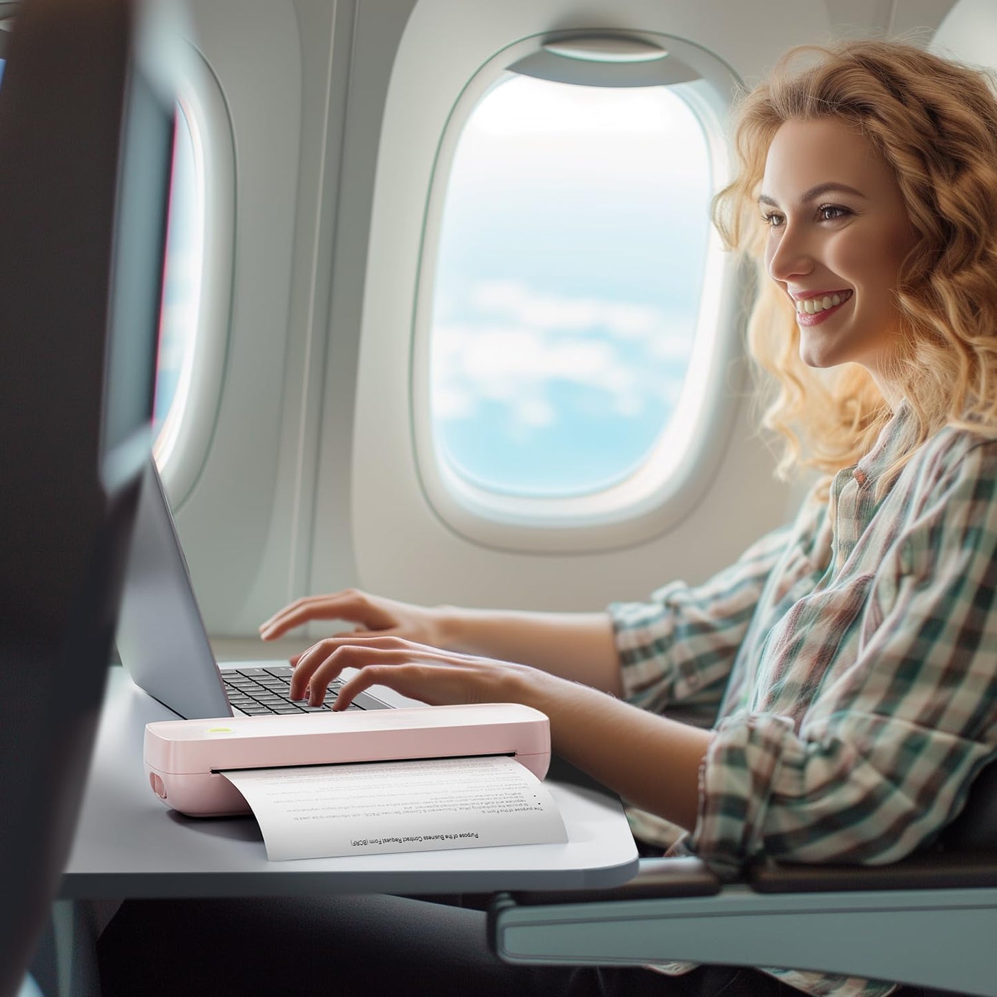 MUNBYN Portable Wireless Printer ITP04, Thermal Bluetooth Printer, Support 8.5x11&A4 Thermal Paper, Inkless, Compatible with Android & iOS Phone & Laptop, Small (Pink)