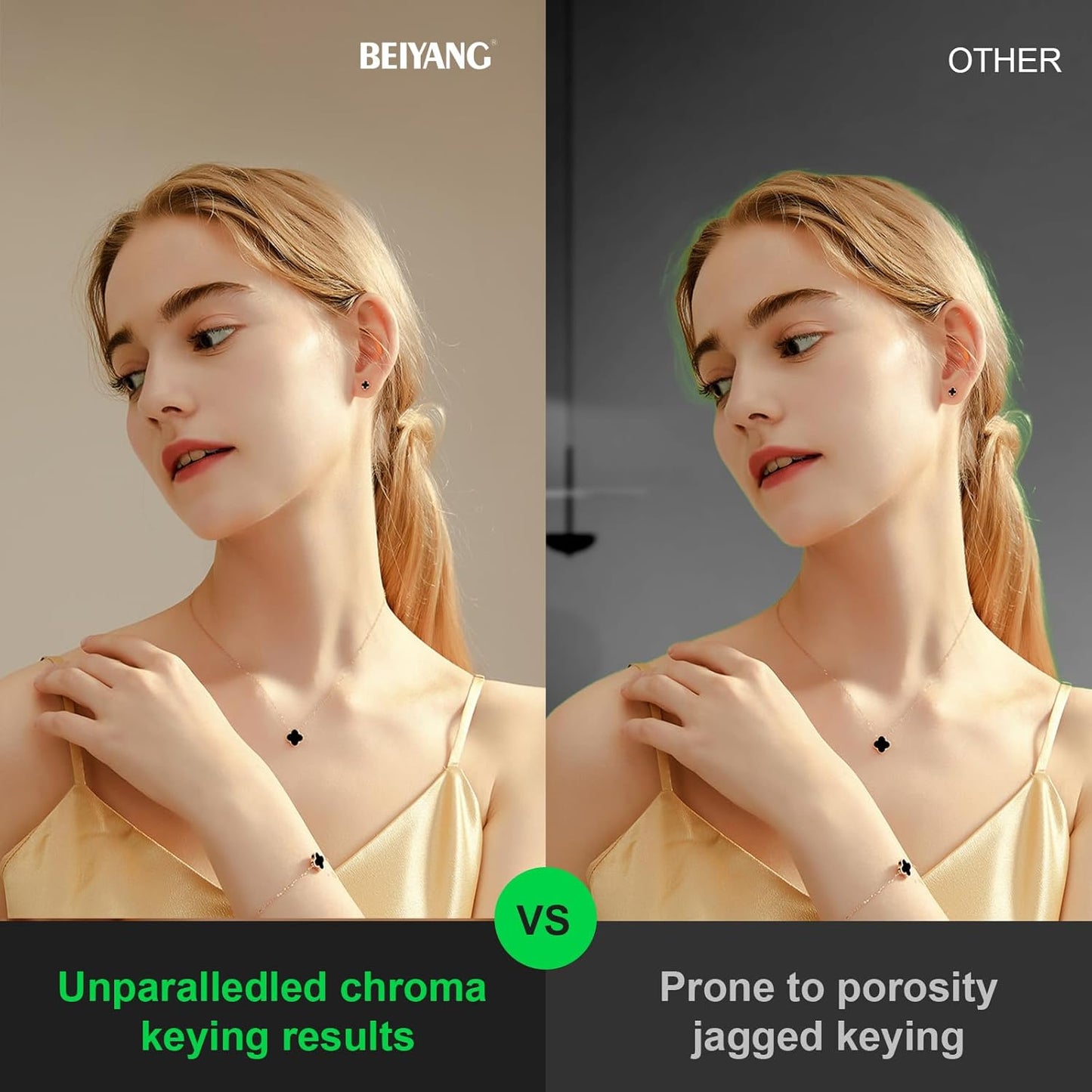 BEIYANG 6 Ft x 10 Ft Photography Backdrop Green Screen, Green Background Non-Reflective Fabric Wrinkle Resistance,Greenscreen Photo Background for Photo Video Chromakey Studio Shooting