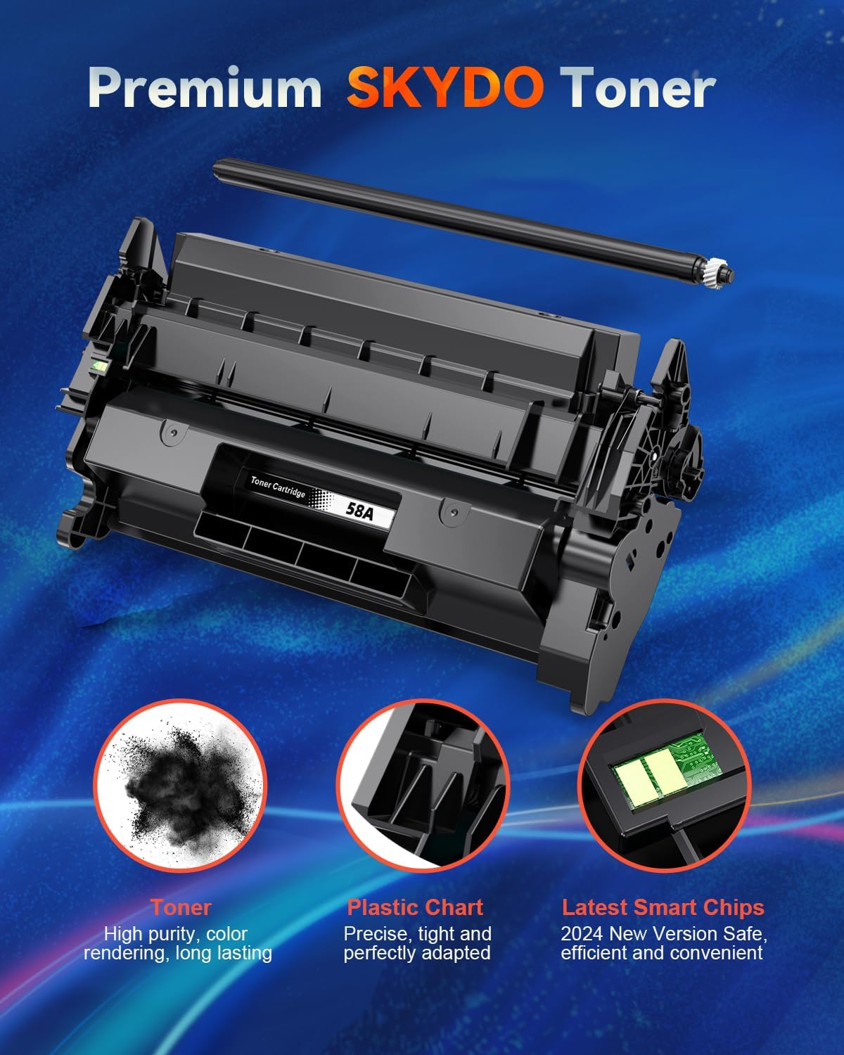 58A CF258A Black Toner Cartridge Replacement (with Chip) Compatible for HP 58A CF258A 58X CF258X Work with MFP M428fdw M428dw M428fdn Pro M404n M404dn M404dw M406 M430 Printer(Black, 2 Pack)