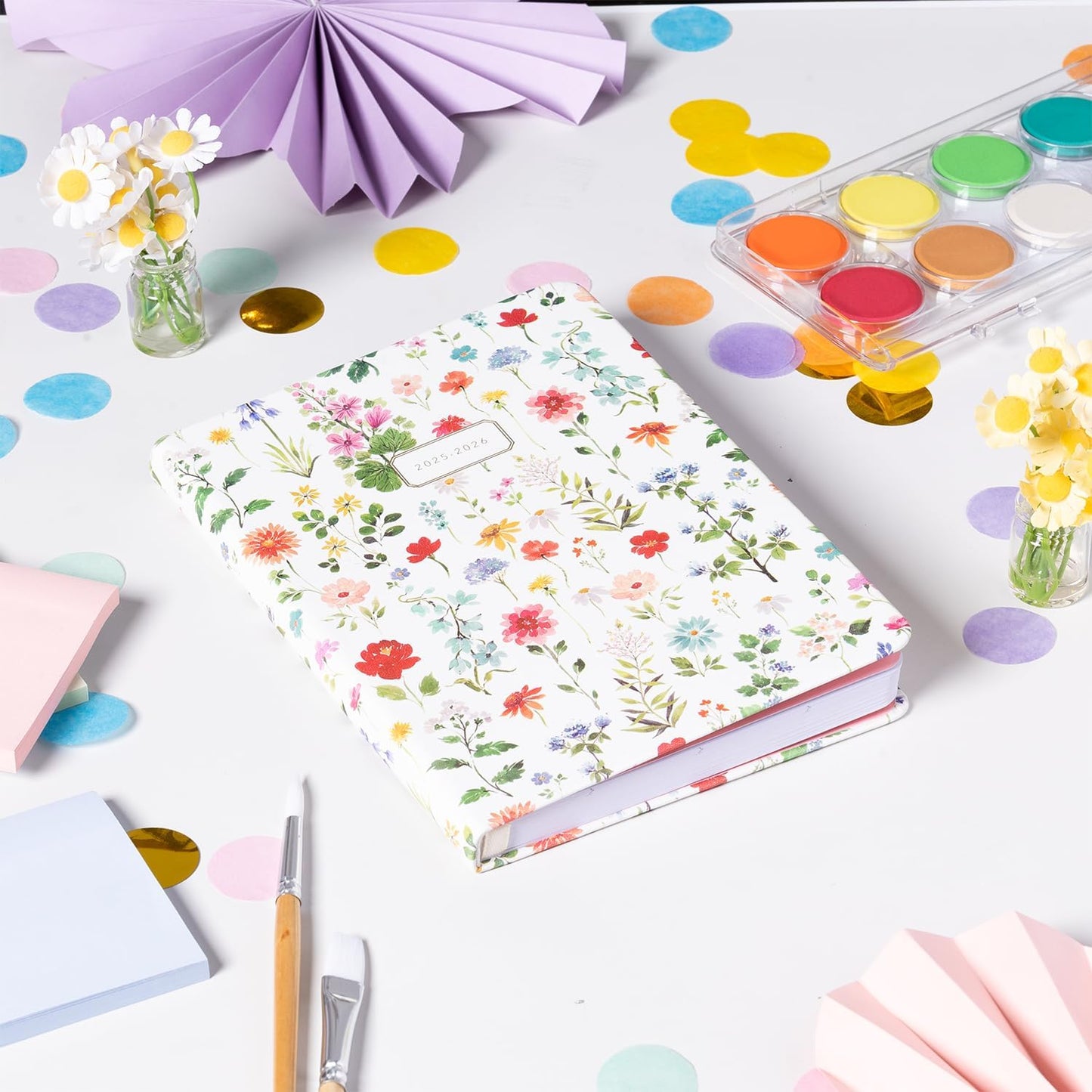 2025-2026 Eccolo 18 Month Bound Planner, Monthly & Weekly Pages (5.25 x 7.75" - July 2025 to Dec 2026 - Watercolor Flowers)