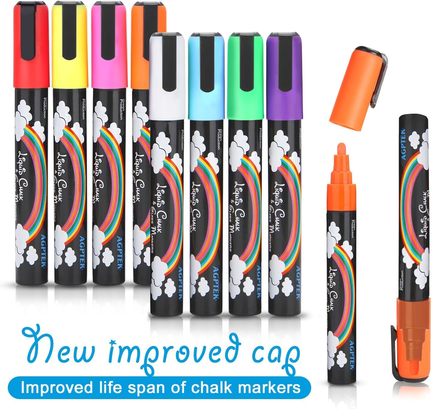 AGPTEK® Fluorescent Marker Pen 8 Colors/set for LED Writing Menu Board