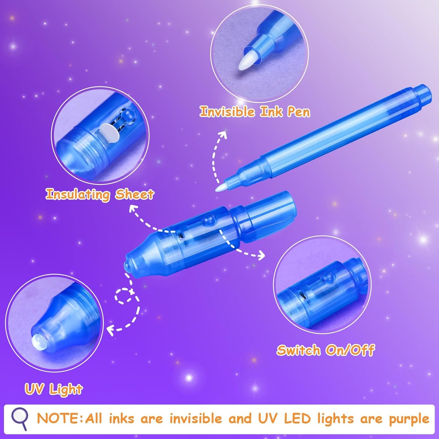 30PCS Invisible Ink Pen, Spy Invisible Ink Pen With UV Light, for Kids Halloween Party Favor, Christmas Gift Funny Pens for Children Classroom Prizes Birthday Party