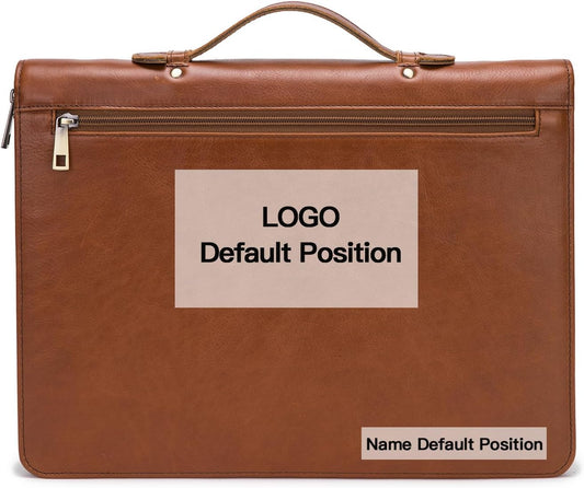 Personalized Genuine Leather Portfolio with Hidden Handle, Zippered Front Pocket, 8.5 x 11 Notebook Holder, Custom Engraved Business Legal Padfolio Travel Folio for Men Women, Oil Tanned