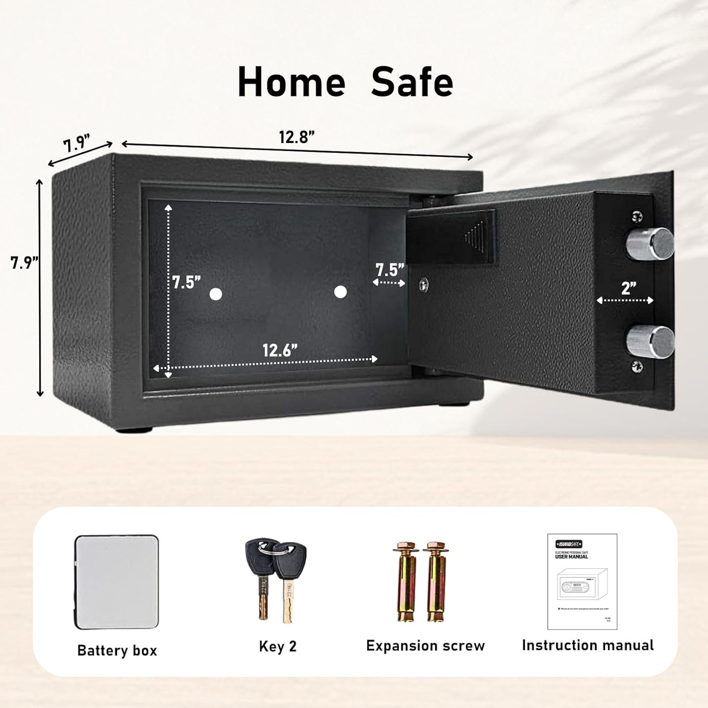 Home Safe Box Digital Small Personal Safes caja fuerte Security Money Closet Electronic Lock Box with Keypad for Pistol Cash Jewelry, Document, Hotel, Dorm, Office (0.5cuft Black)