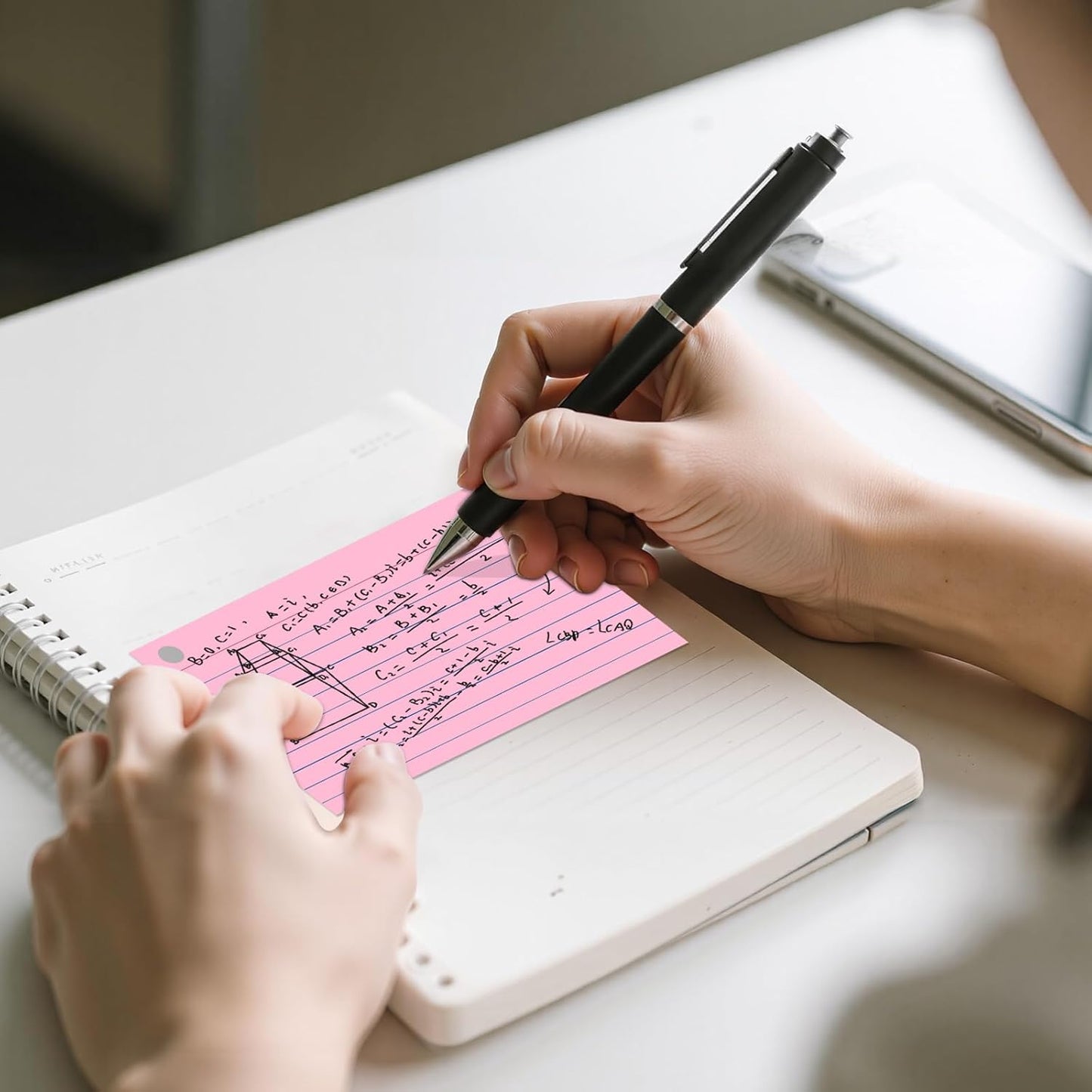 250-Pack Colored Index Cards 3x5 Inch w/Key Ring – 180gsm Heavyweight Flashcards – 5 Vibrant Colors Flash Cards (White Pink Blue Yellow Green) – Perfect for Study & Notes, Students School Supplies