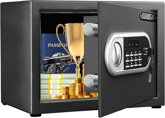 Home Safe Box Digital Small Personal Safes caja fuerte Security Money Closet Electronic Lock Box with Keypad for Pistol Cash Jewelry, Document, Hotel, Dorm, Office (0.5cuft Black)