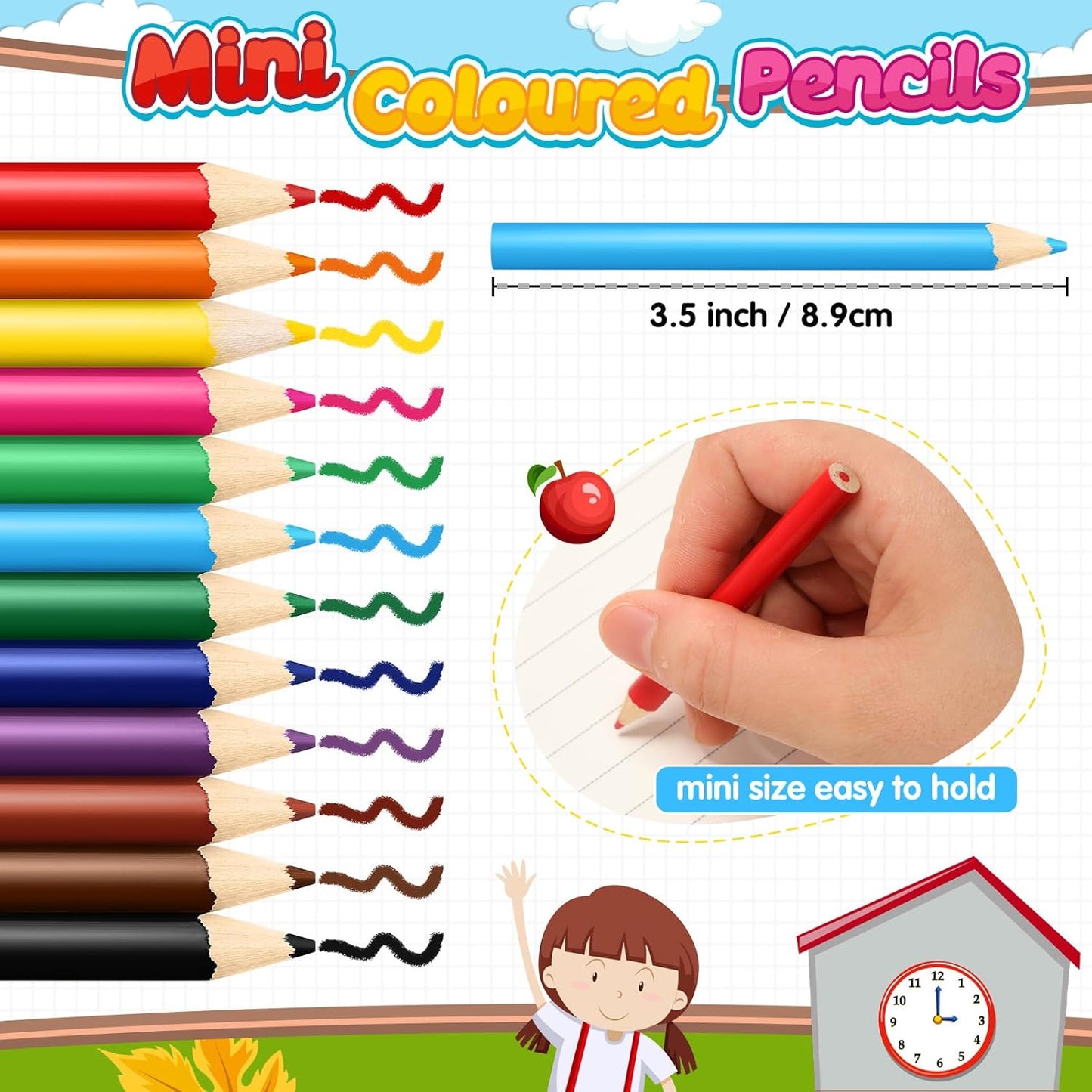 24 Sets Mini Drawing Colored Pencils Bulk with Sharpener for Kids 3.5" Small 12 Colors Travel Colored Portable Pencil Set Back to School Gifts for Students Adults Art Painting Classroom