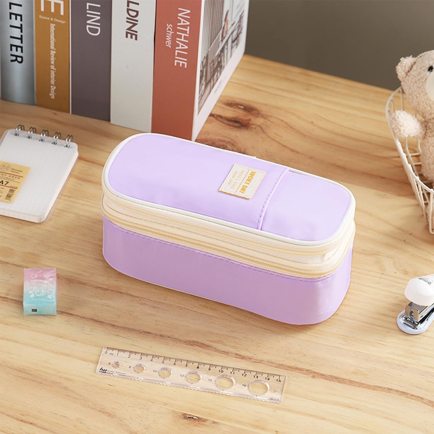 Big Pencil Case Large Capacity Pencil Bag with Zipper Pencil Pouch for Girls Boys Kids Adults Stationery Pencil Pen Case Organizer for School Office Purple