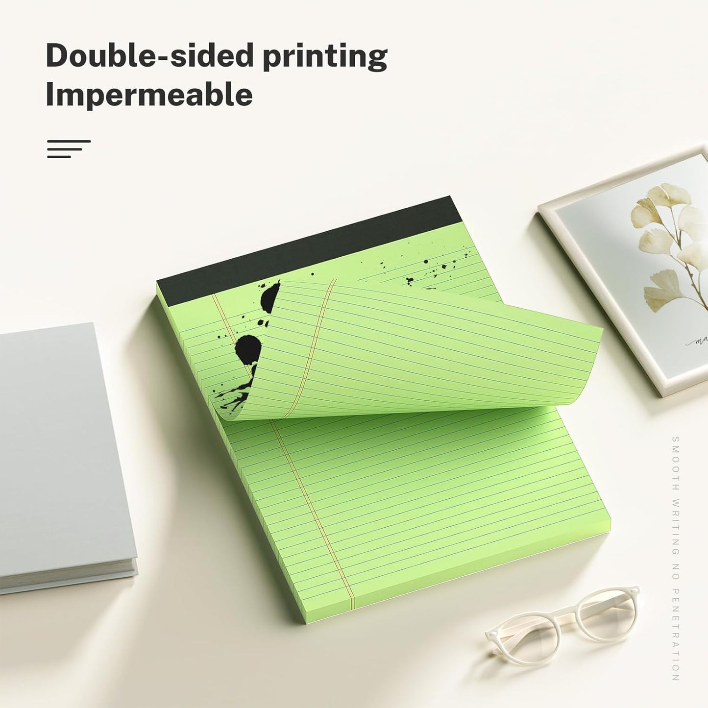 300 Sheets Green Legal Pads 8.5 x 11 College Ruled Paper 6-Pack Note Pads Narrow Ruled 50 Sheets per Notepad Perforated Writing Pad Durable Sturdy Back 8x11 Pads of Paper