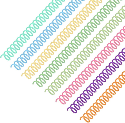 120 Pack Plastic Spiral Binding Coils Binder Binding Spirals Rings Multi Size Spiral Binding Wire Combs Spines Coils, 4:1 Pitch (Colorful, 1/4 Inch)