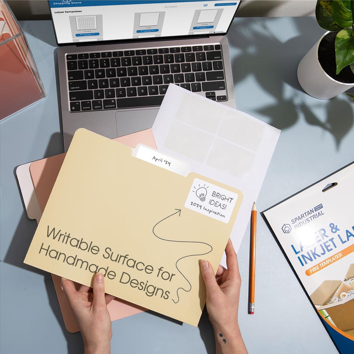 3 7/16" X 2/3" Matte White File Folder Labels Compatible with Inkjet and Laser Printers - 500 Sheets, 15000 Printable Paper Stickers for Return Addresses, Mailing, Organizing - Spartan Industrial